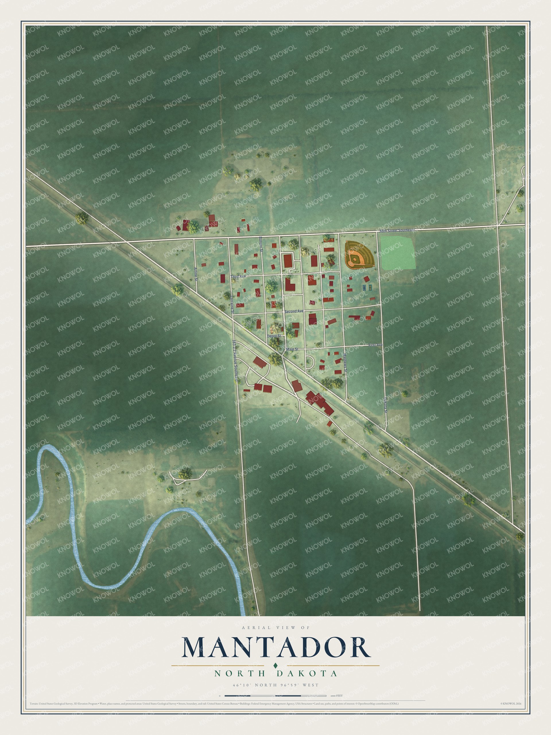 Watermarked full-map preview of Mantador, North Dakota