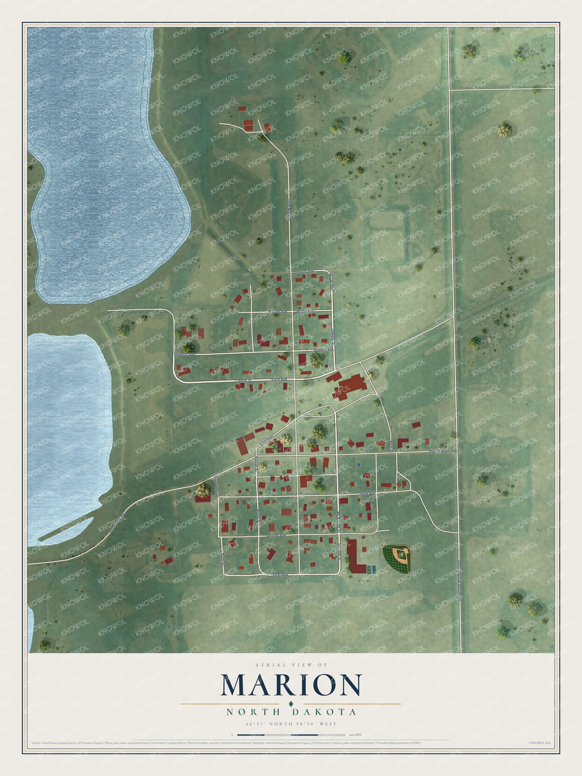 Watermarked full-map preview of Marion, North Dakota