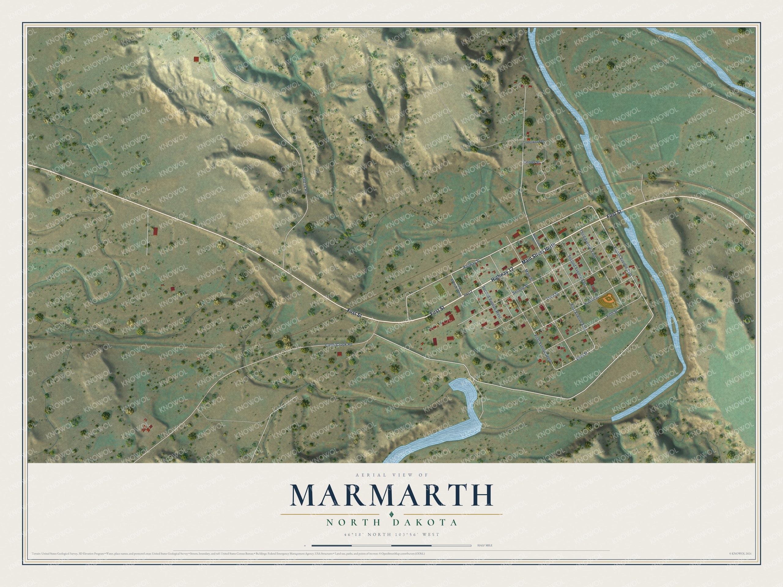 Watermarked full-map preview of Marmarth, North Dakota