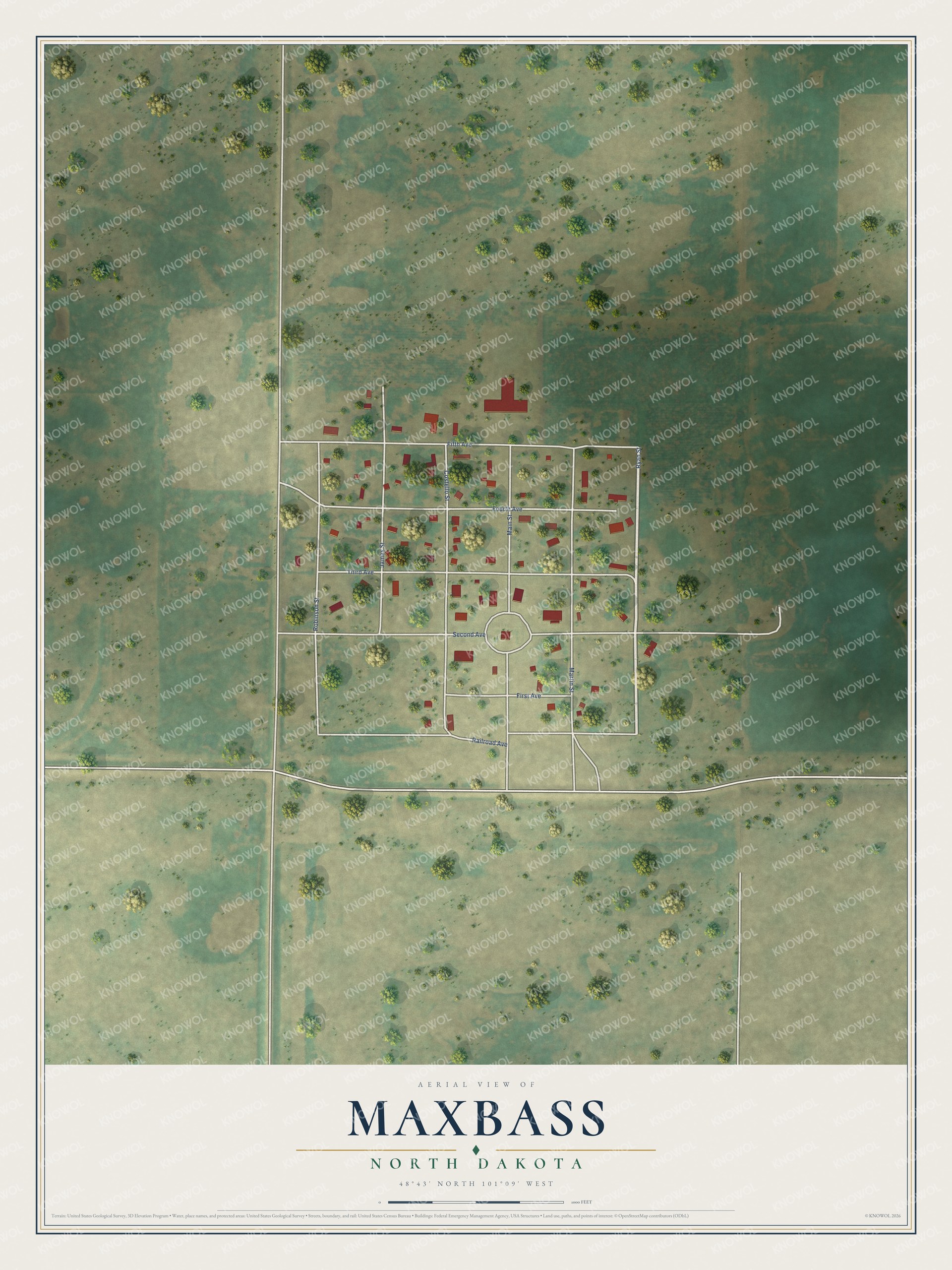 Watermarked full-map preview of Maxbass, North Dakota