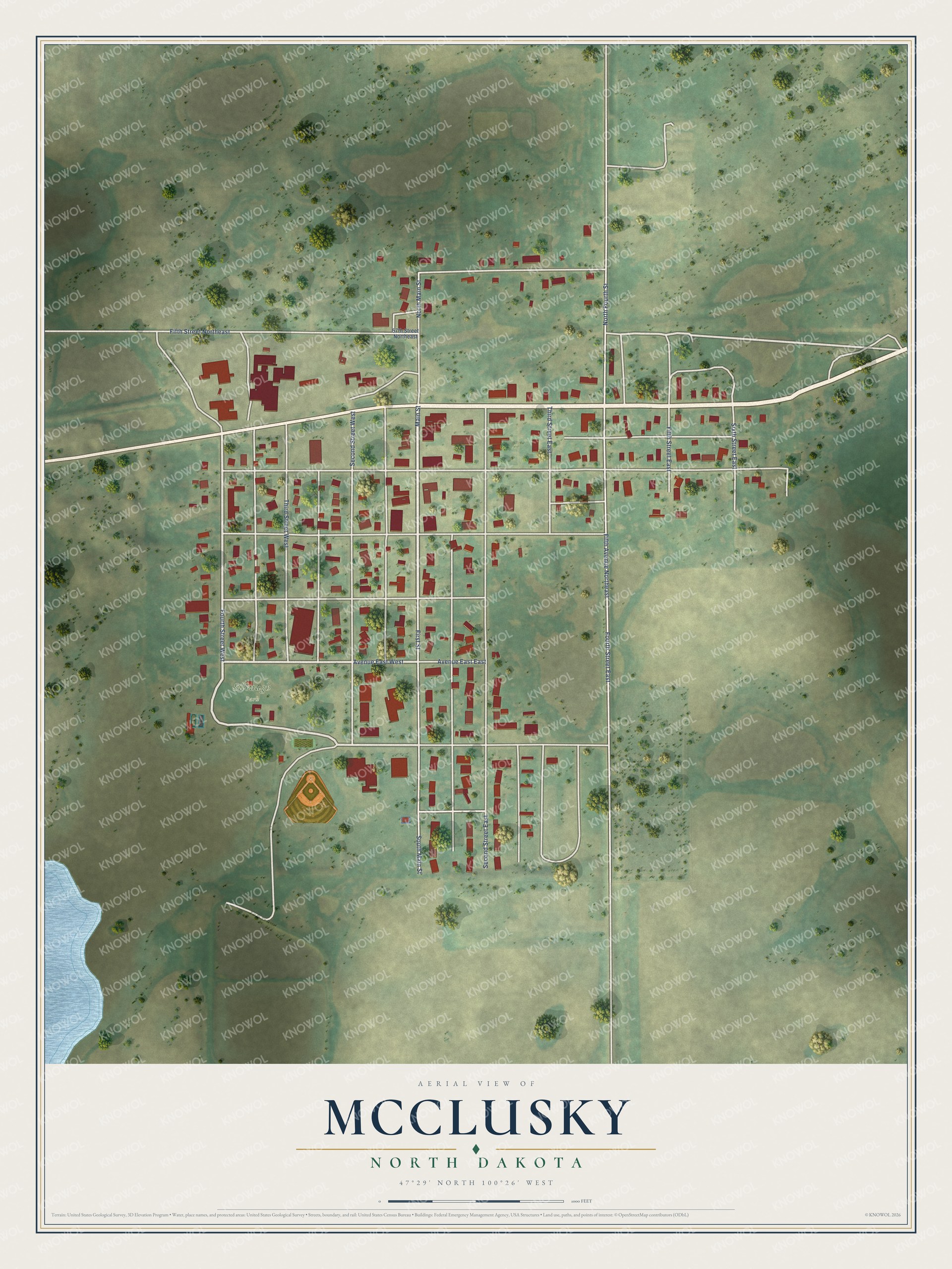 Watermarked full-map preview of McClusky, North Dakota