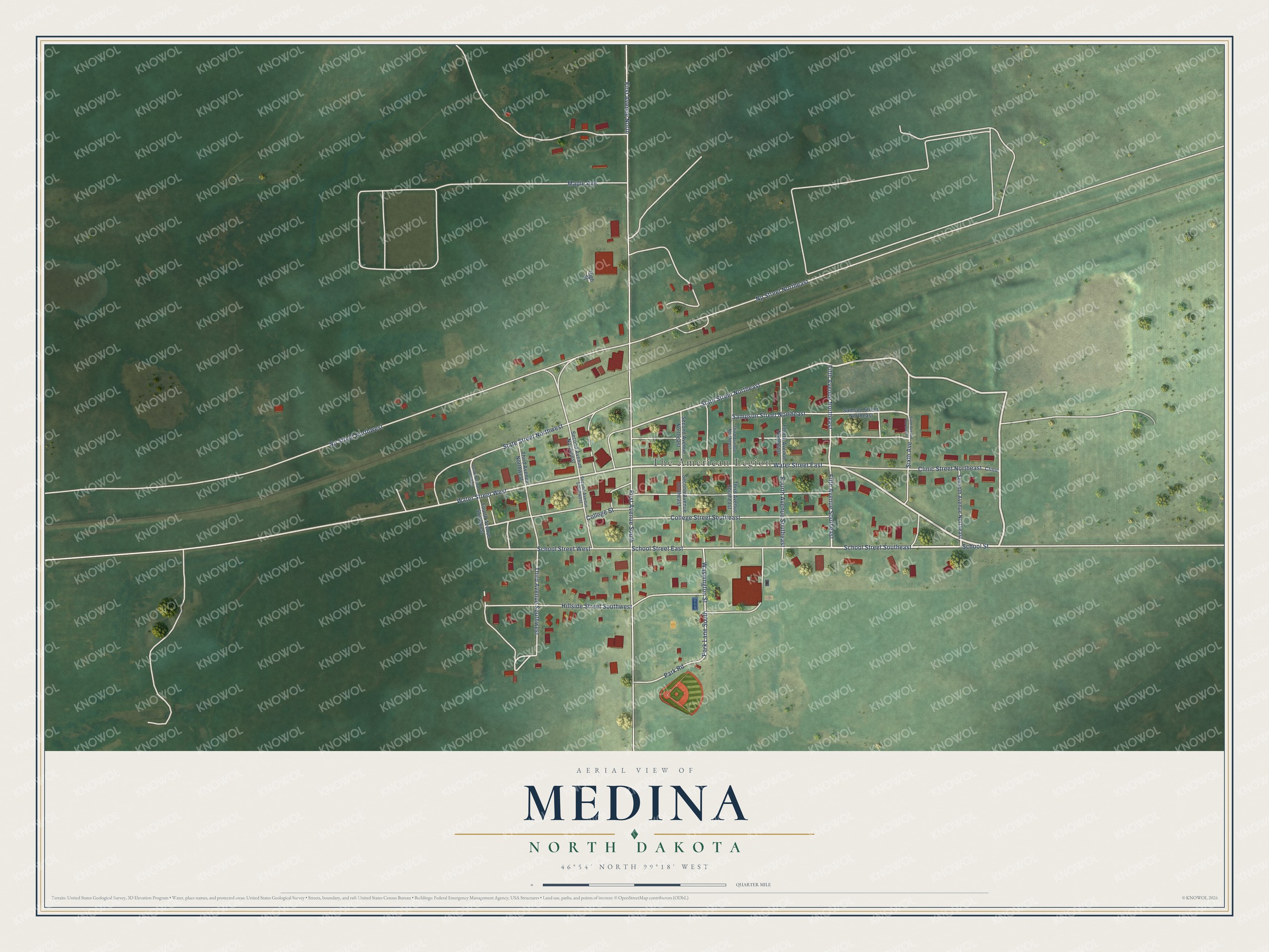 Watermarked full-map preview of Medina, North Dakota