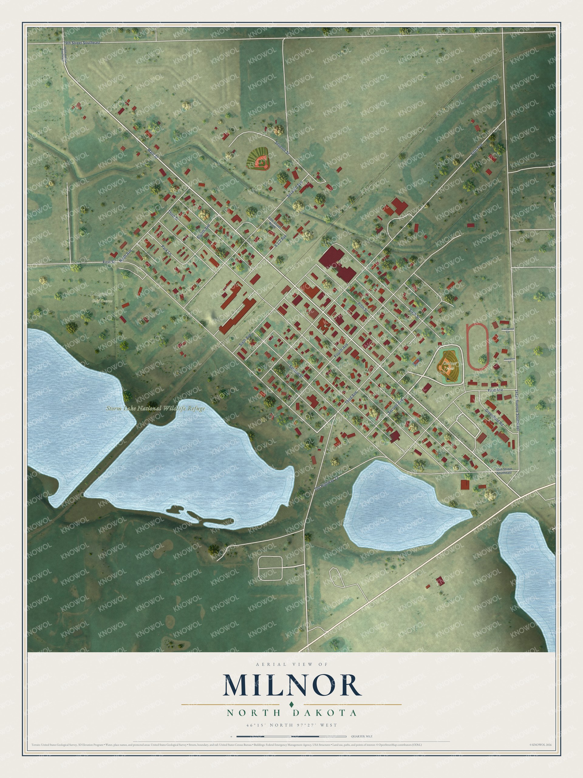 Watermarked full-map preview of Milnor, North Dakota