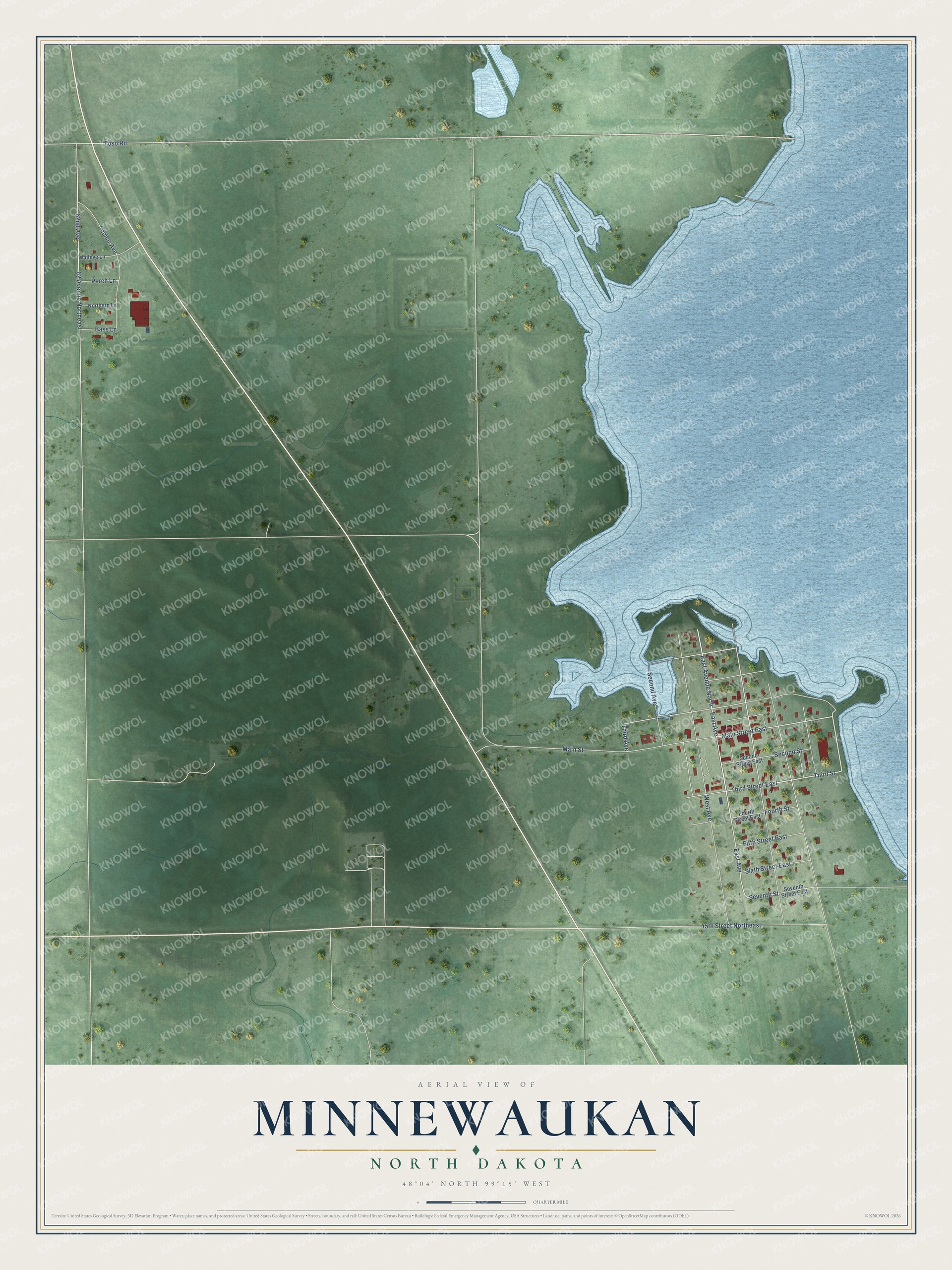 Watermarked full-map preview of Minnewaukan, North Dakota