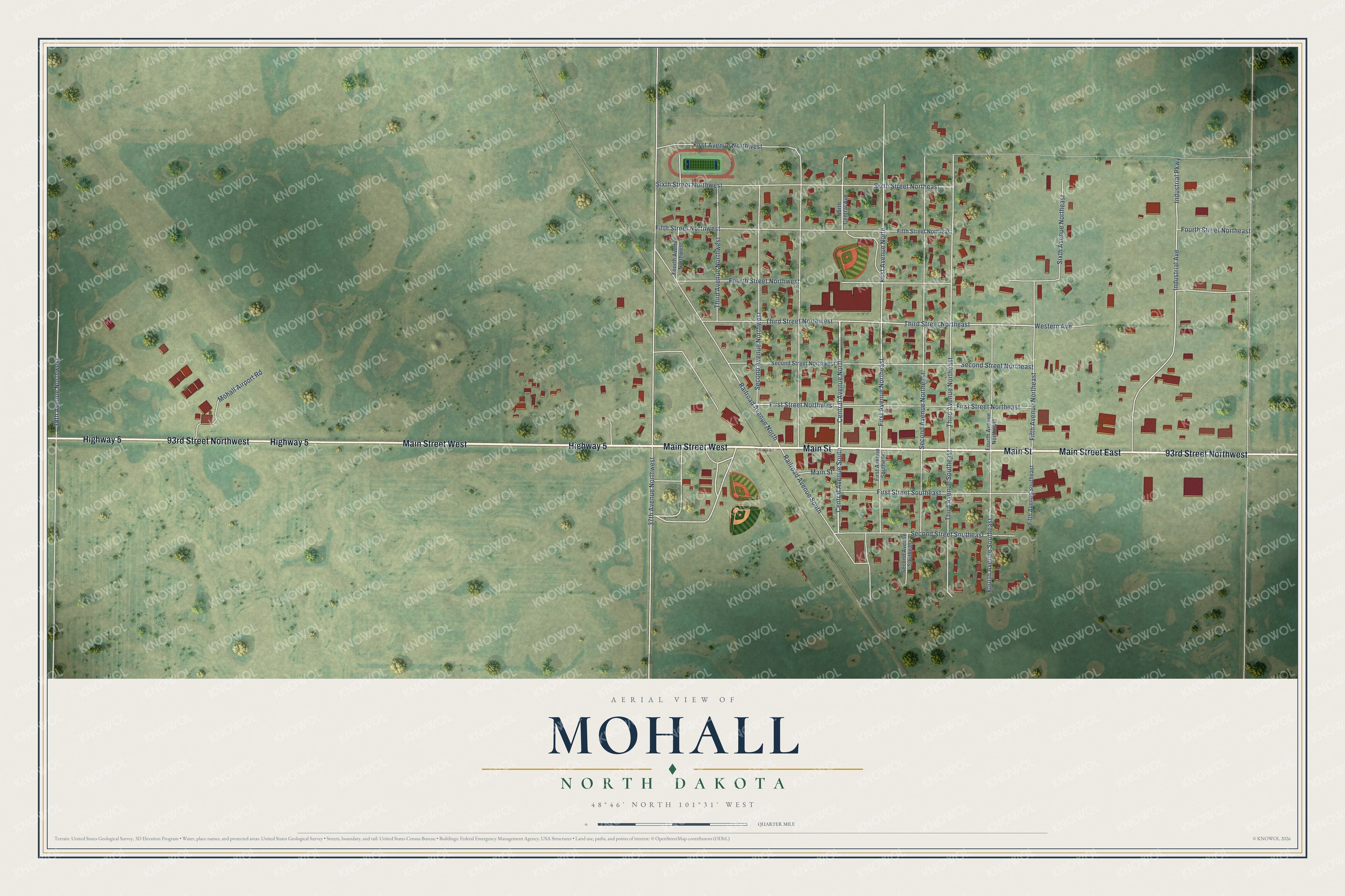 Watermarked full-map preview of Mohall, North Dakota