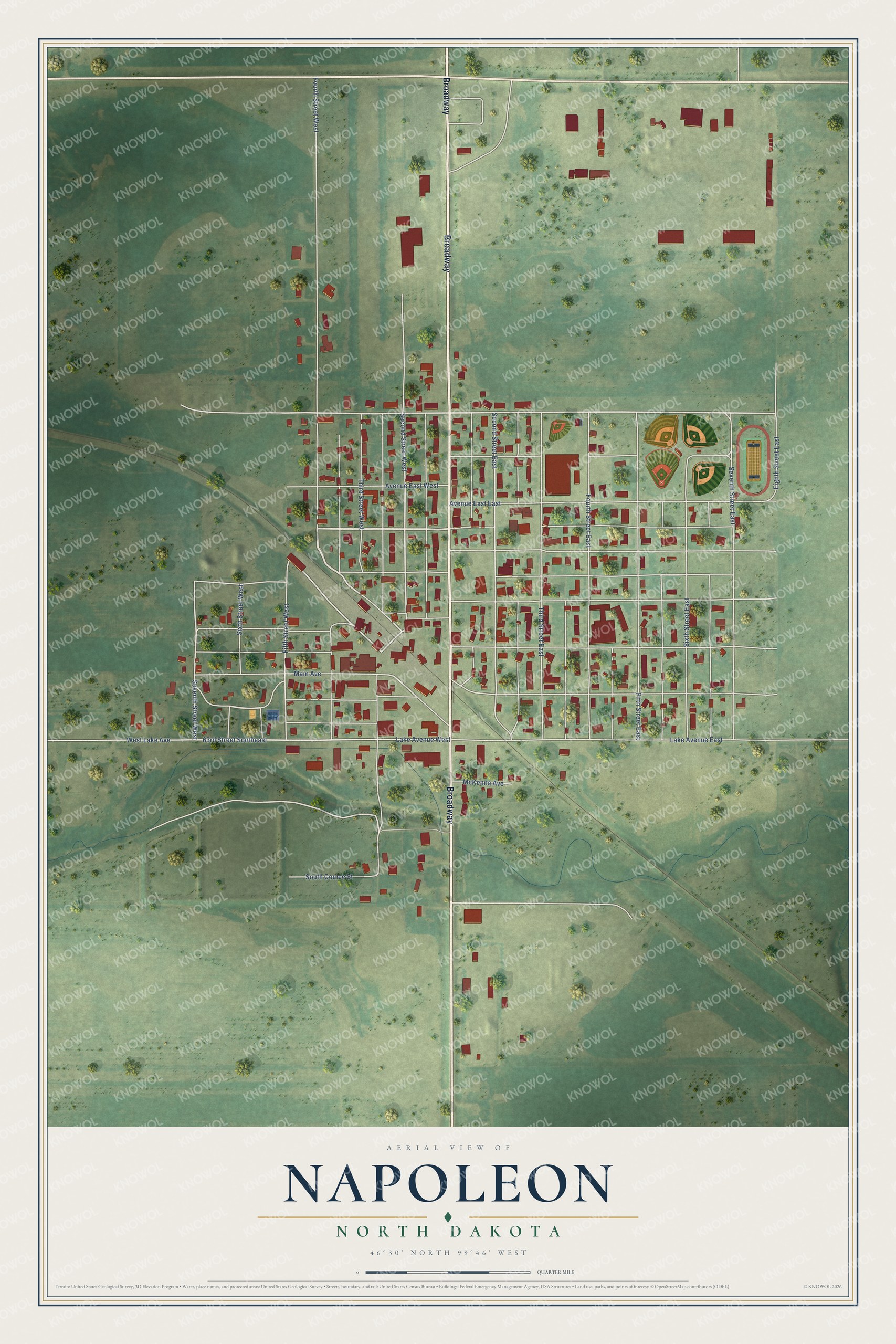 Watermarked full-map preview of Napoleon, North Dakota