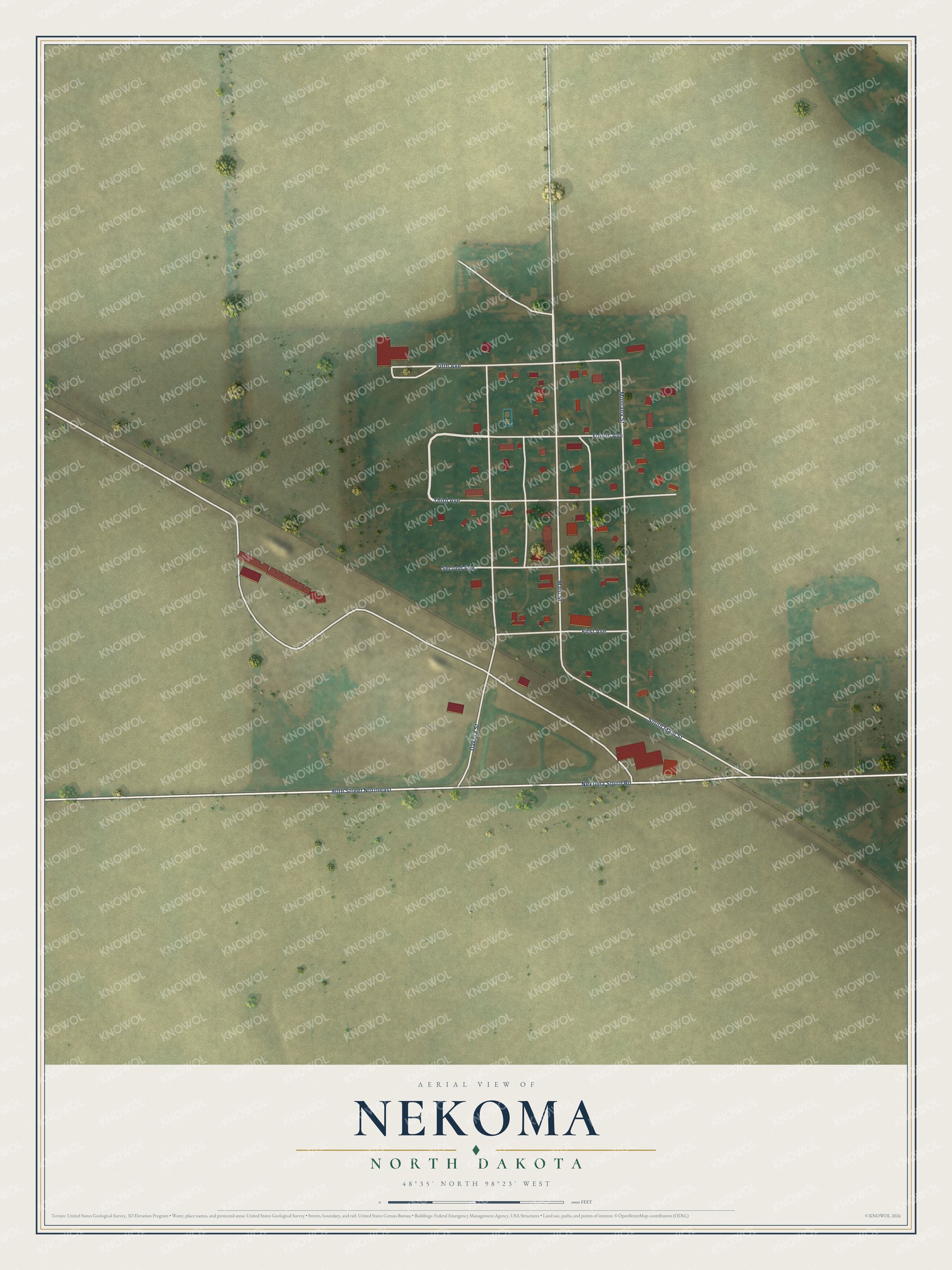 Watermarked full-map preview of Nekoma, North Dakota