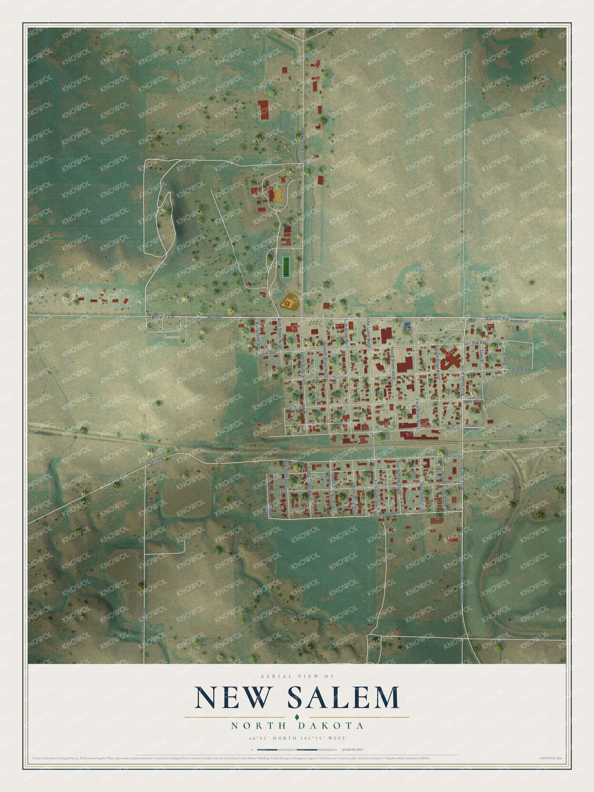 Watermarked full-map preview of New Salem, North Dakota