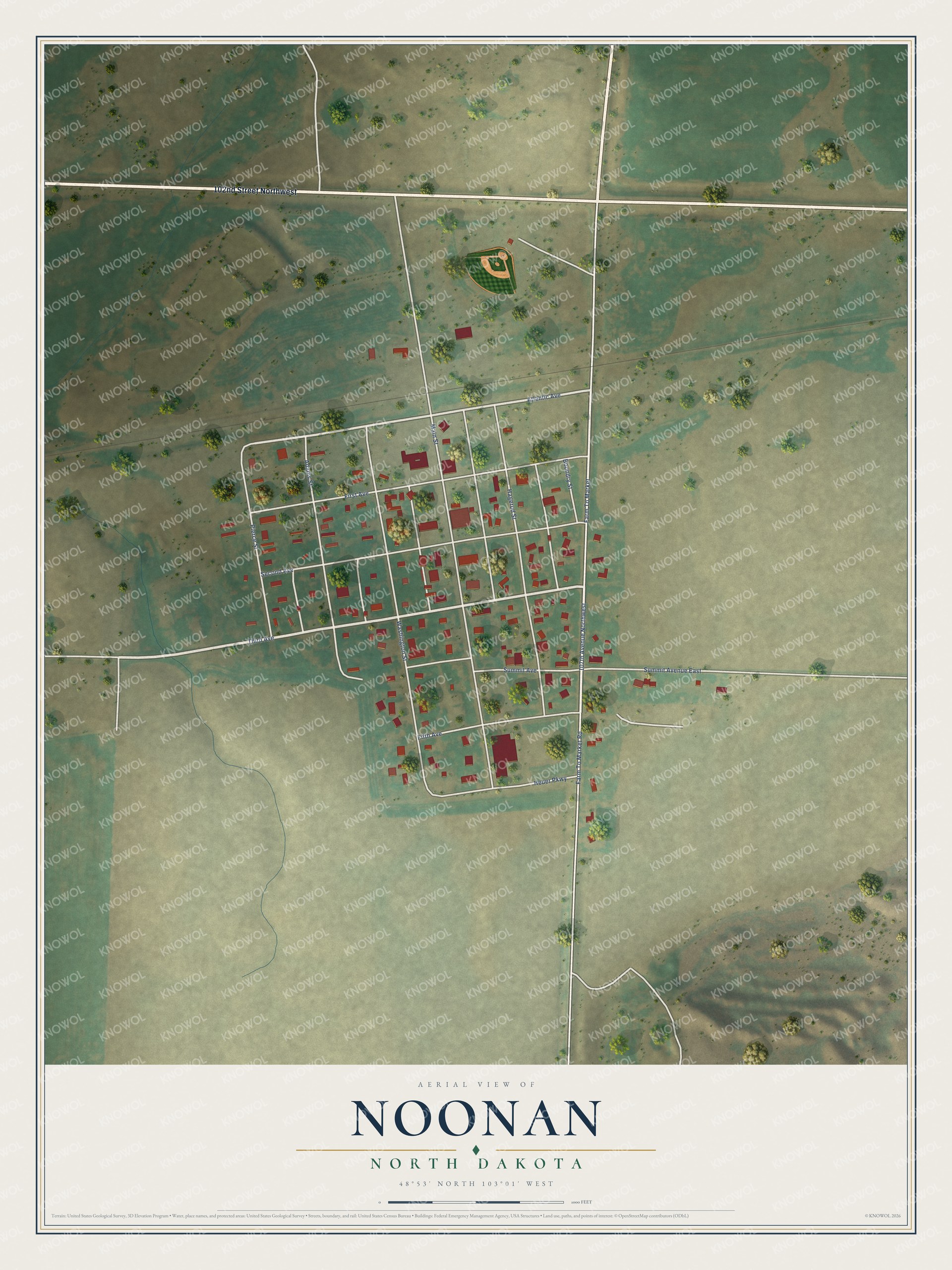 Watermarked full-map preview of Noonan, North Dakota