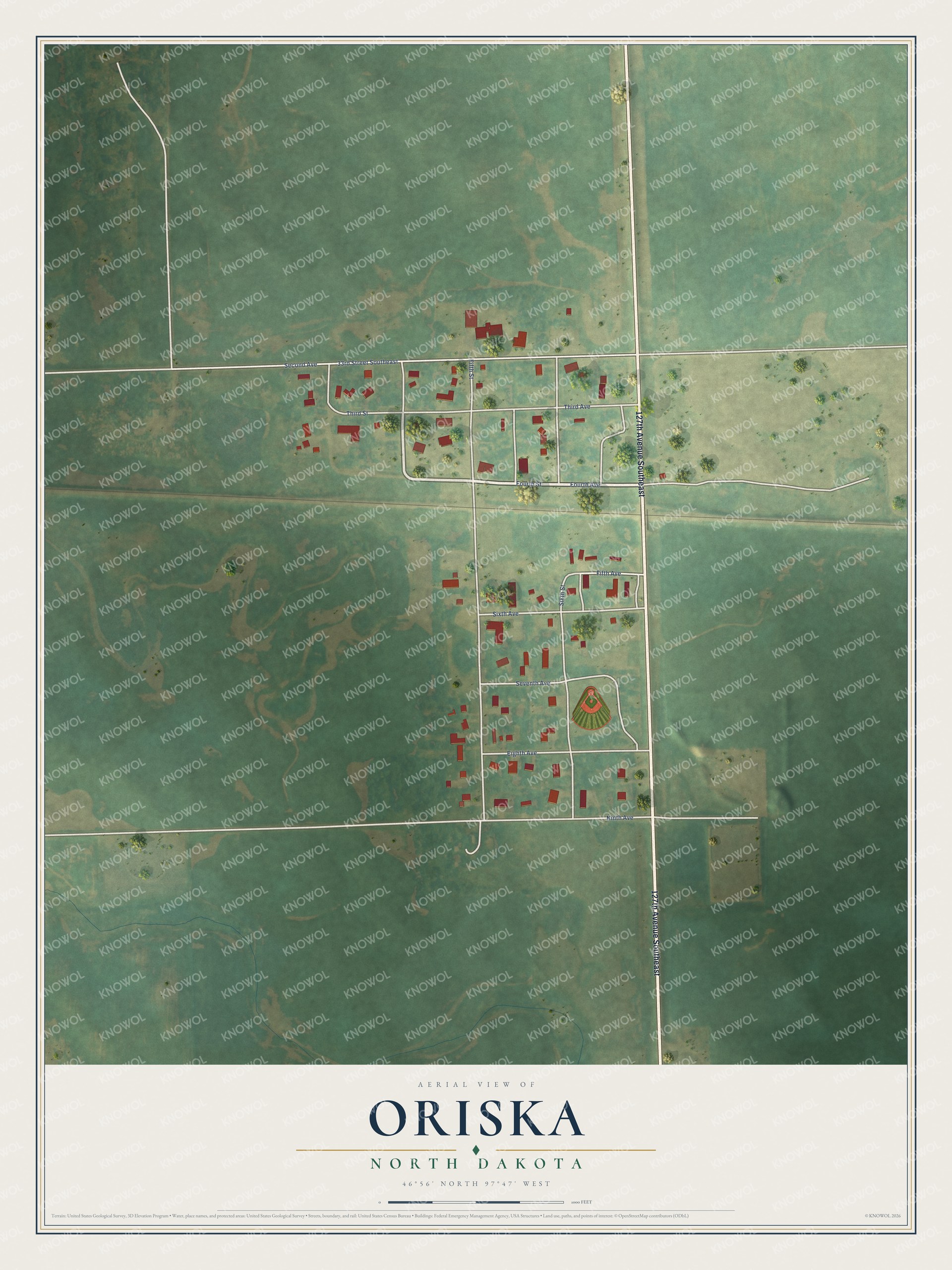 Watermarked full-map preview of Oriska, North Dakota