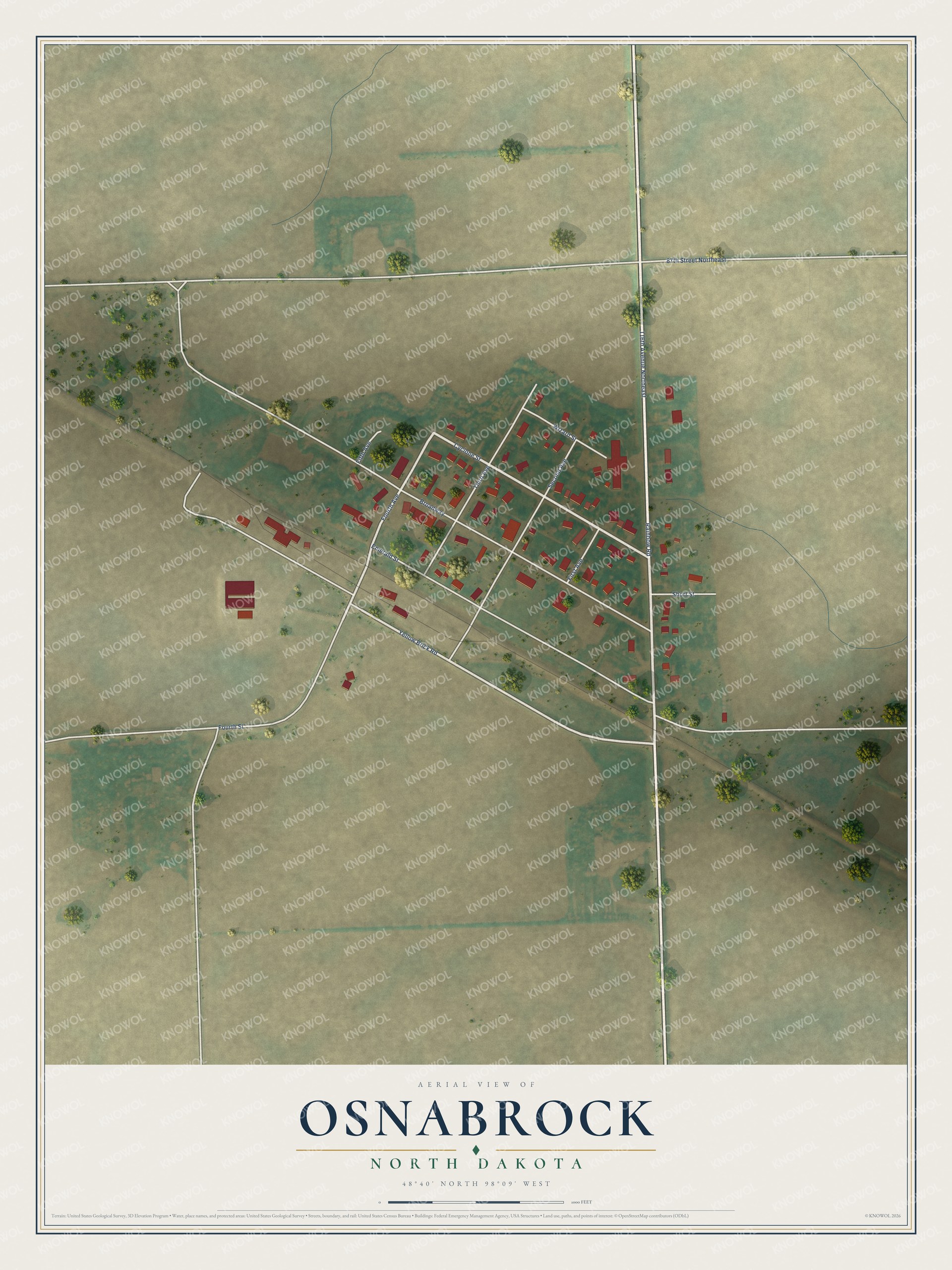 Watermarked full-map preview of Osnabrock, North Dakota