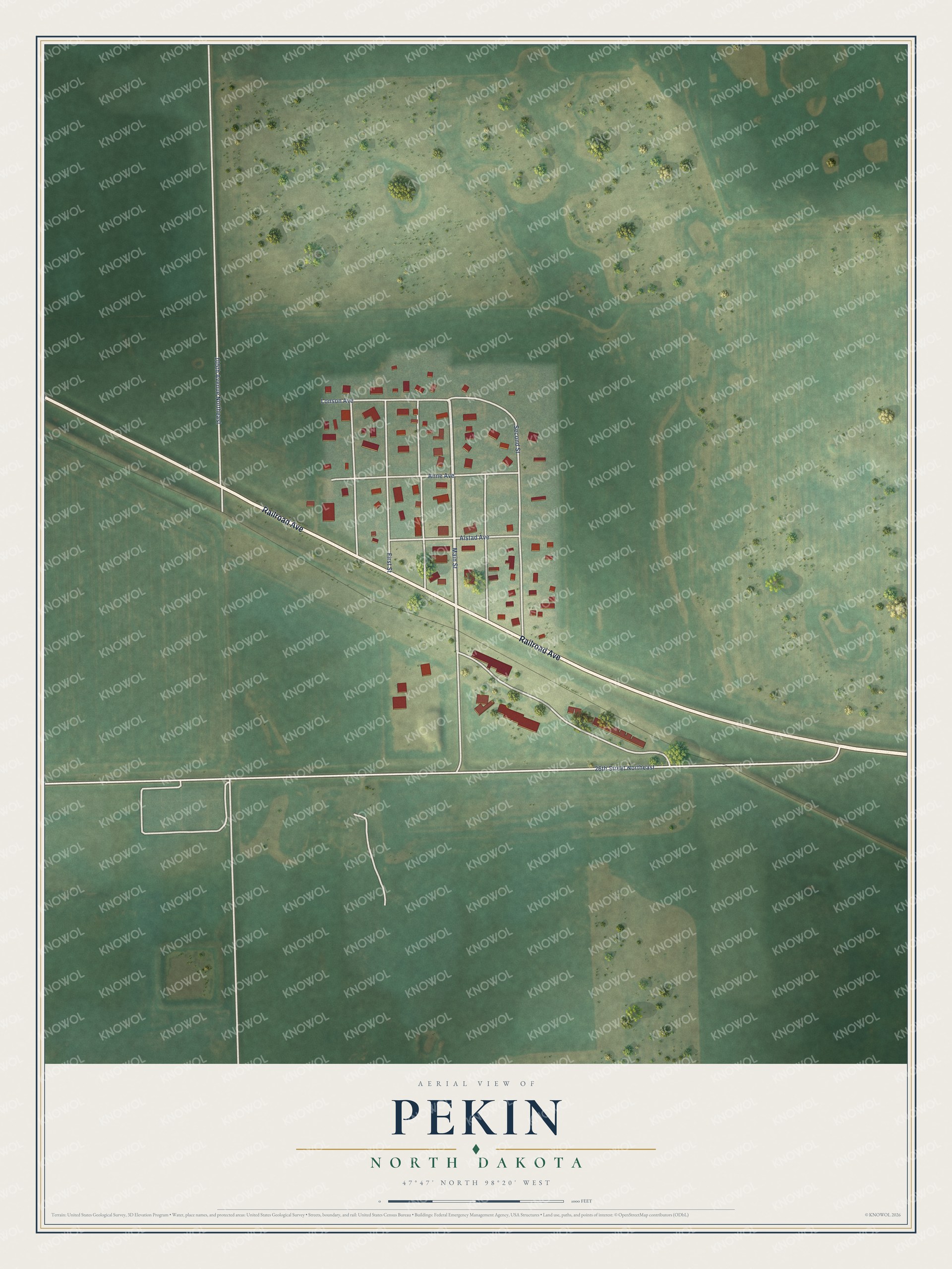 Watermarked full-map preview of Pekin, North Dakota