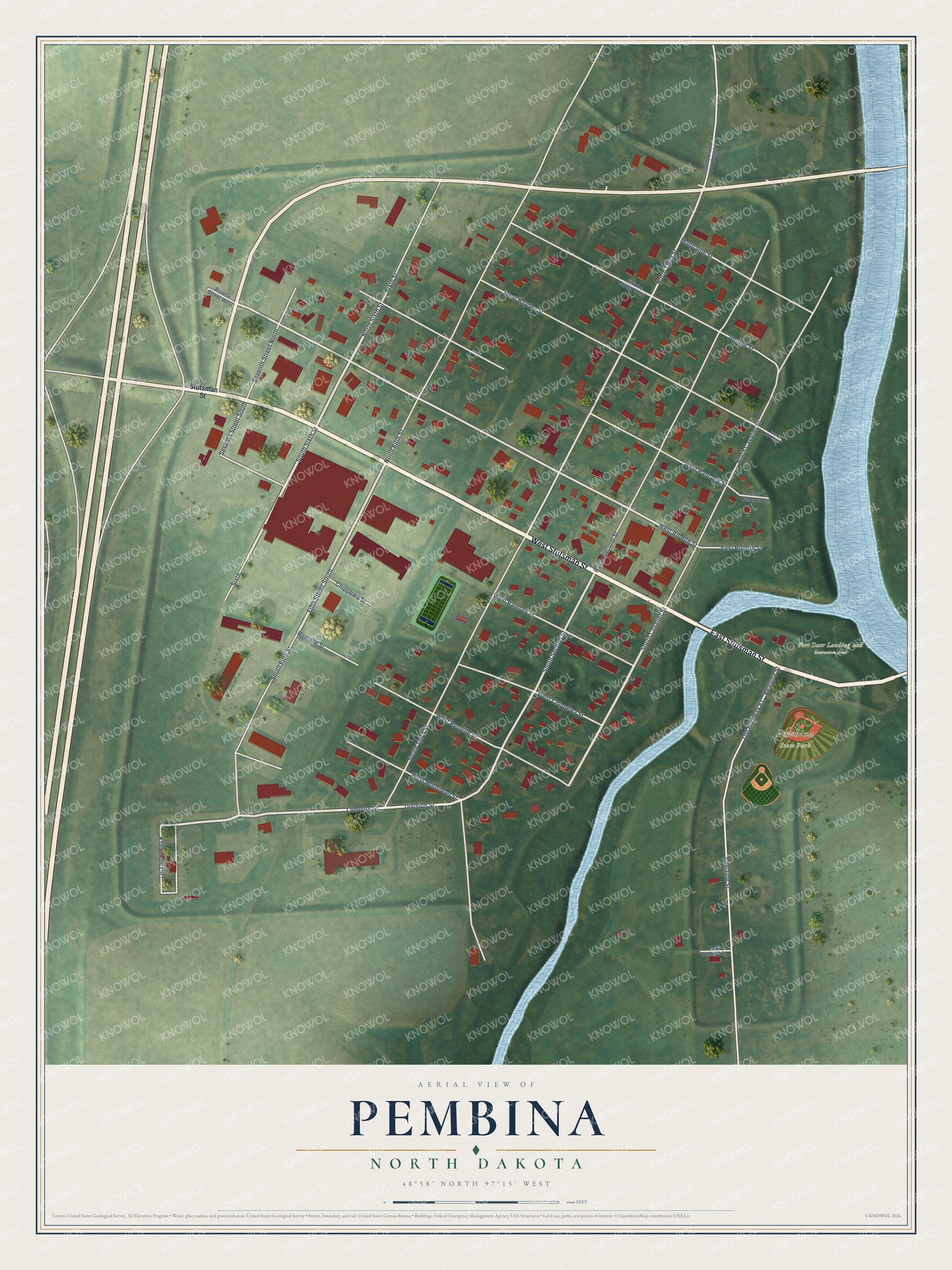 Watermarked full-map preview of Pembina, North Dakota