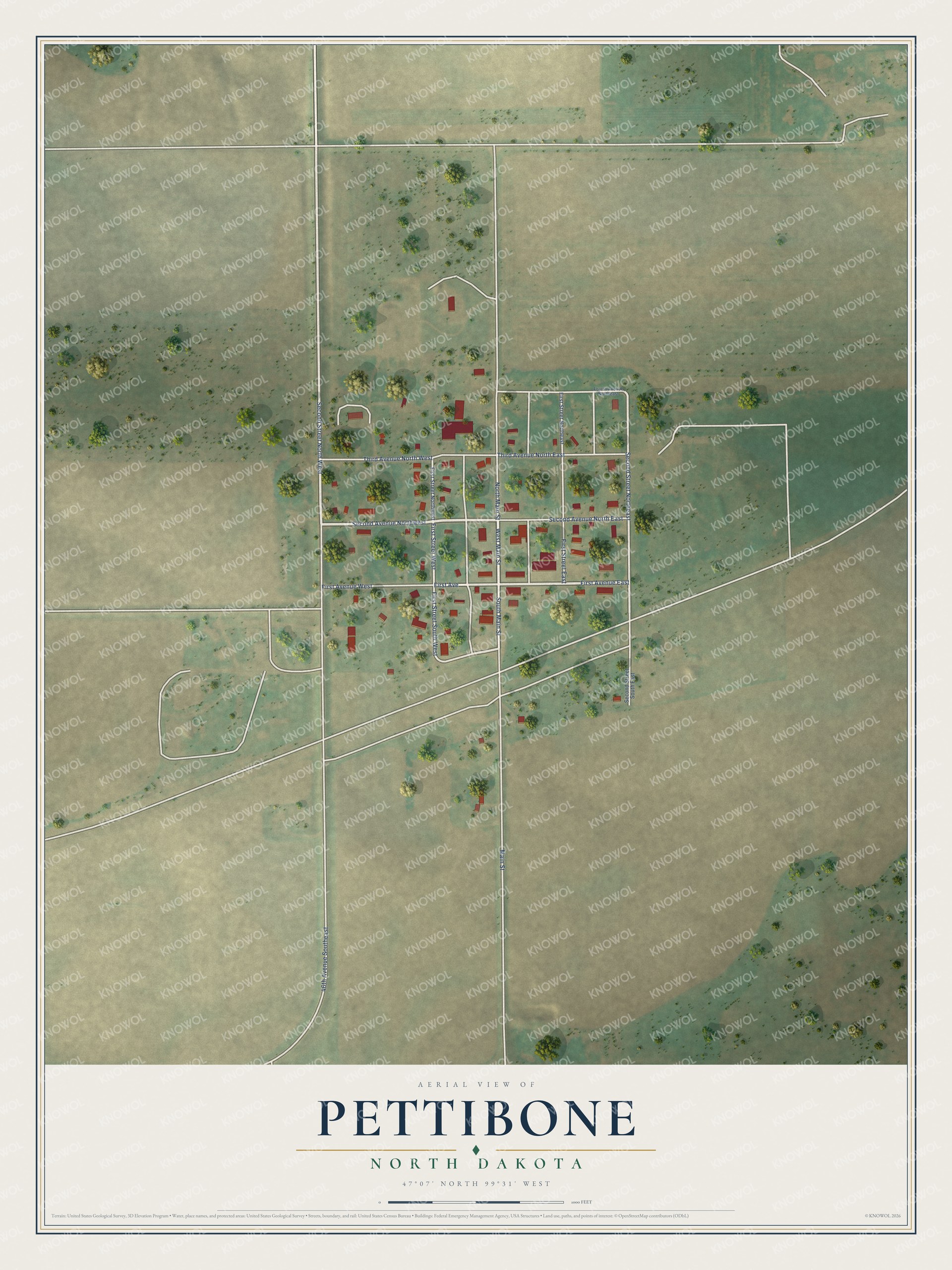 Watermarked full-map preview of Pettibone, North Dakota