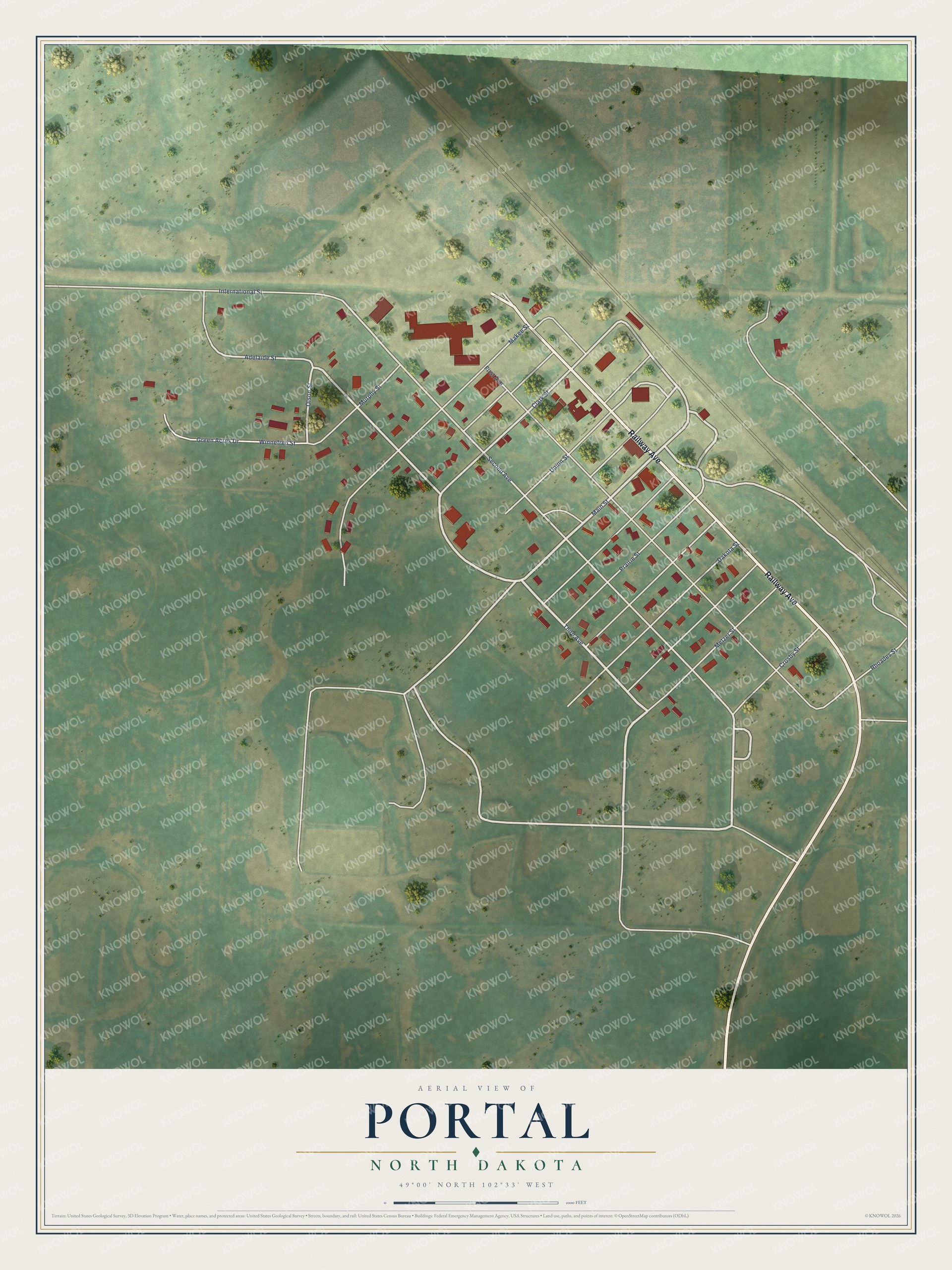 Watermarked full-map preview of Portal, North Dakota