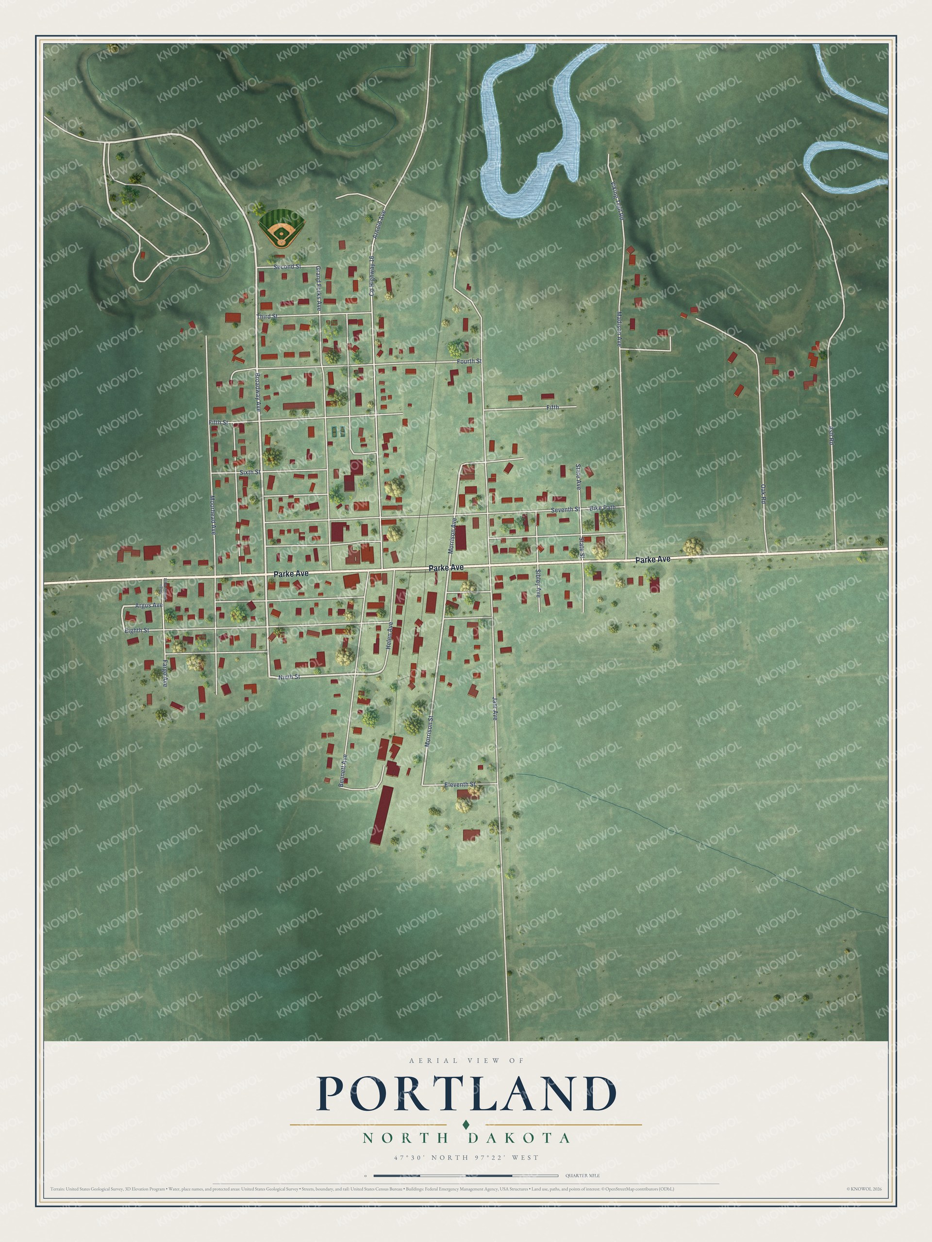 Watermarked full-map preview of Portland, North Dakota