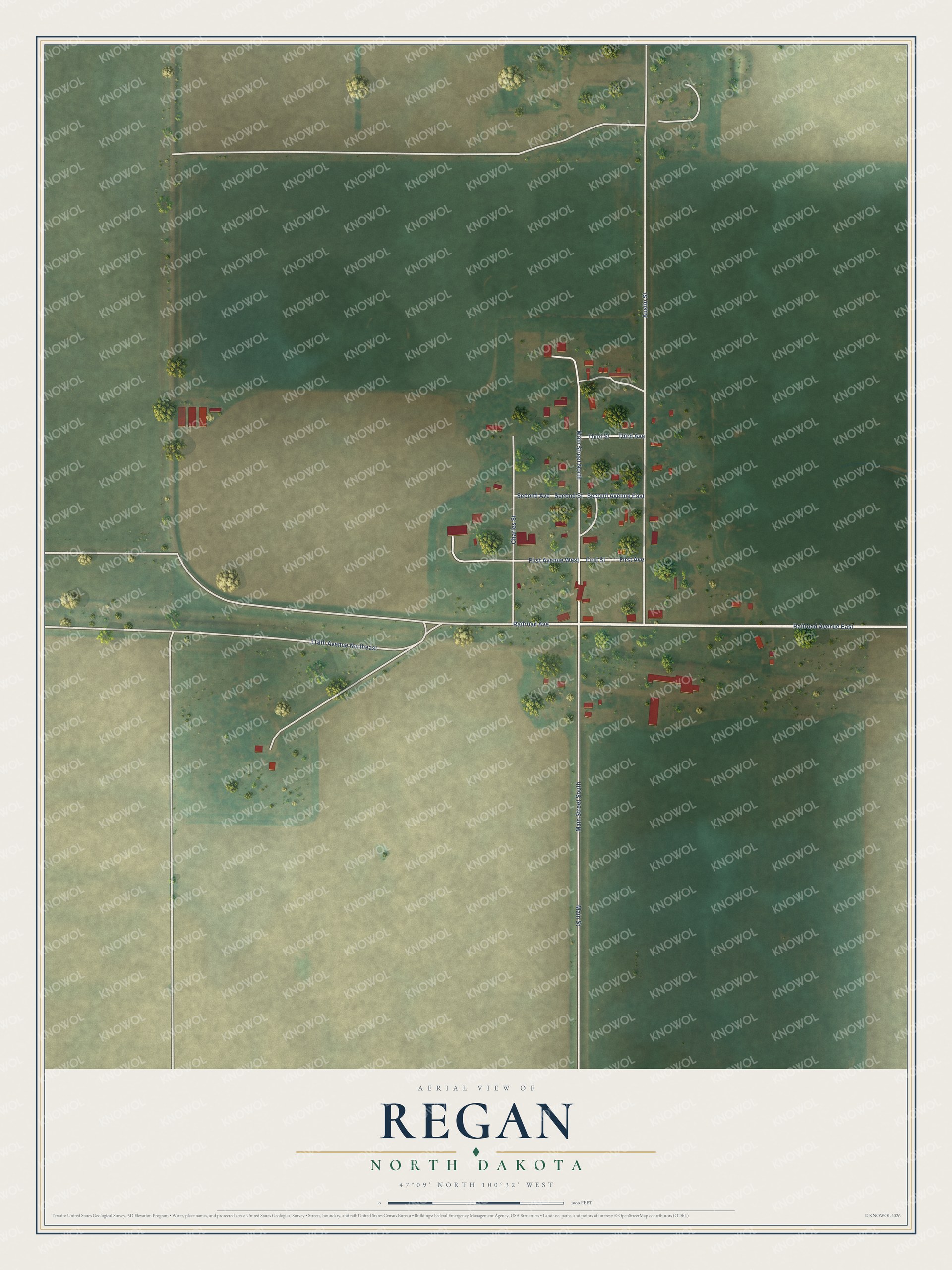 Watermarked full-map preview of Regan, North Dakota
