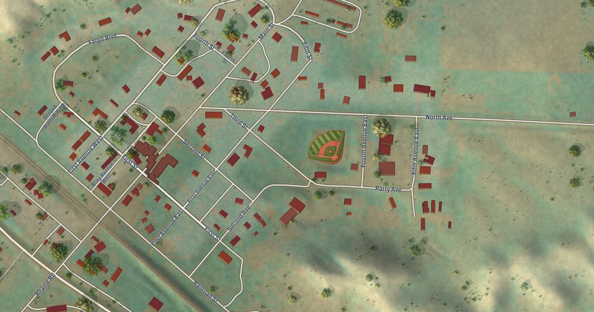 Map of Rhame, North Dakota in 2026