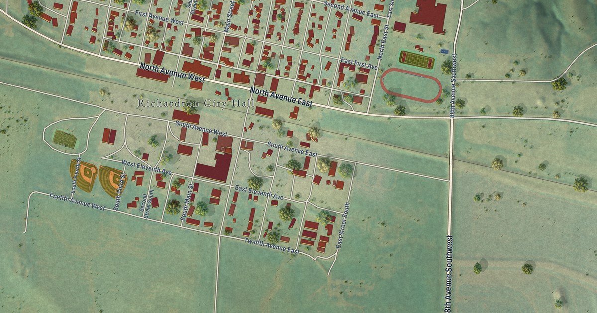 Map of Richardton, North Dakota in 2026