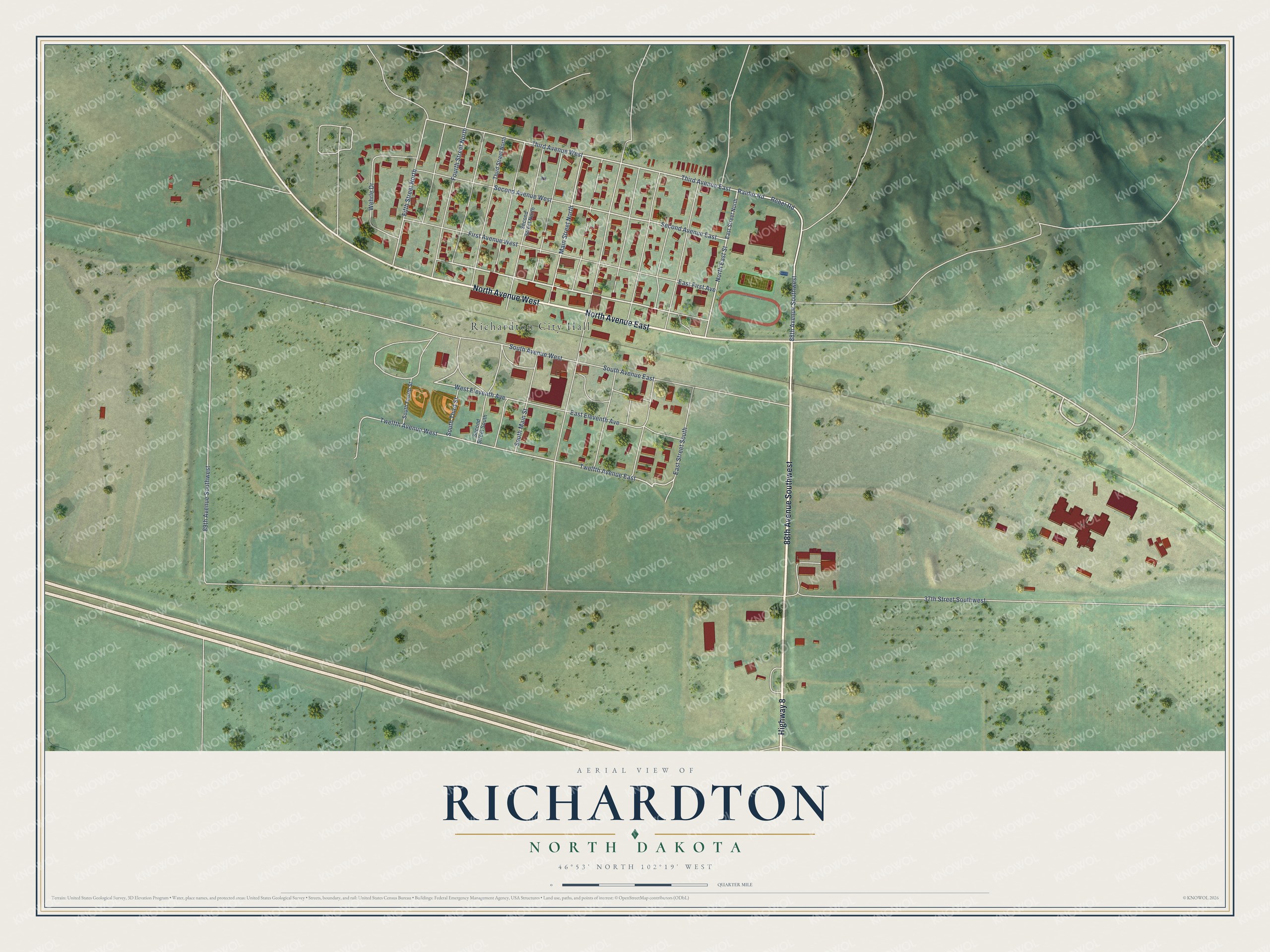 Watermarked full-map preview of Richardton, North Dakota