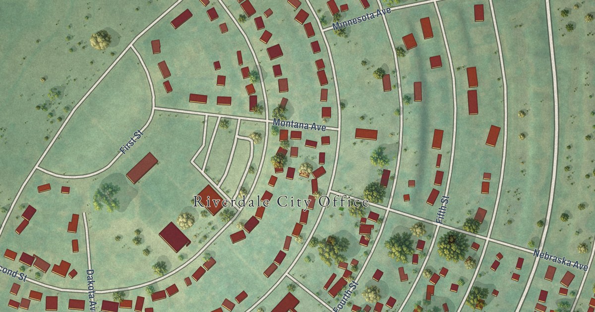 Map of Riverdale, North Dakota in 2026
