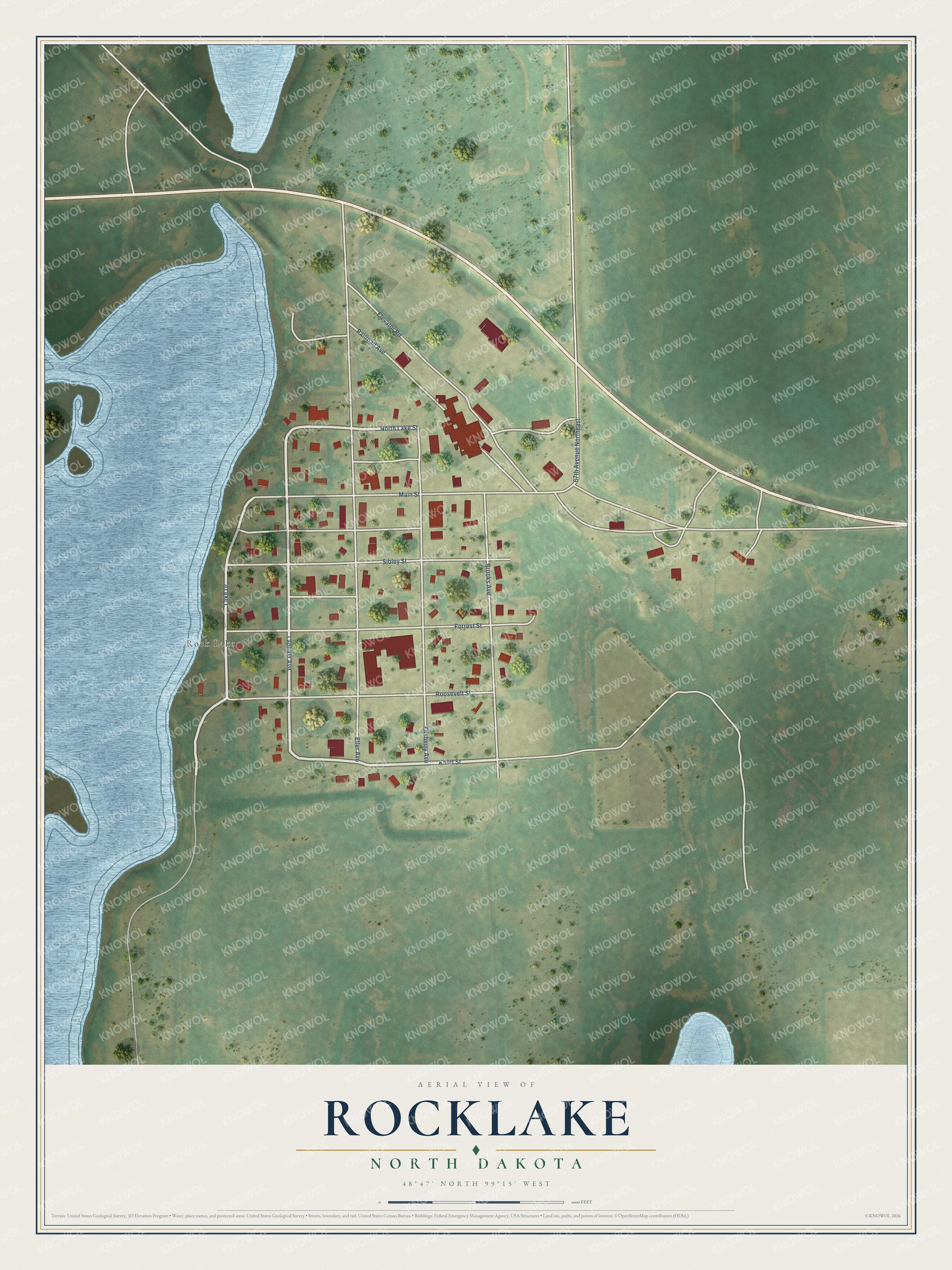 Watermarked full-map preview of Rocklake, North Dakota