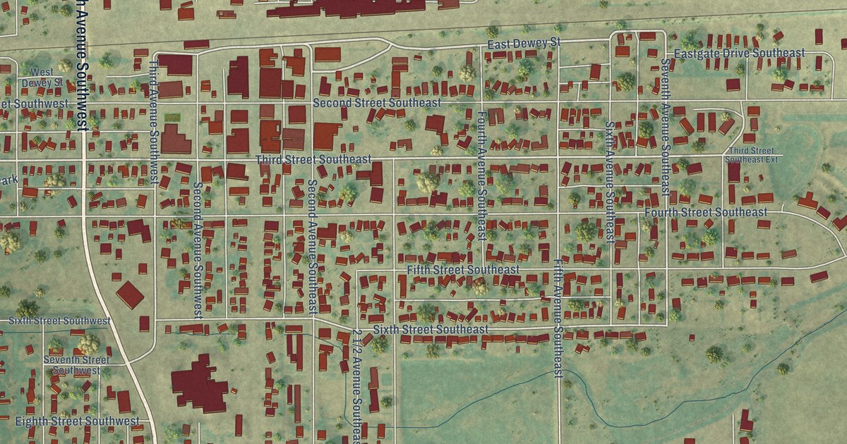 Map of Rugby, North Dakota in 2026