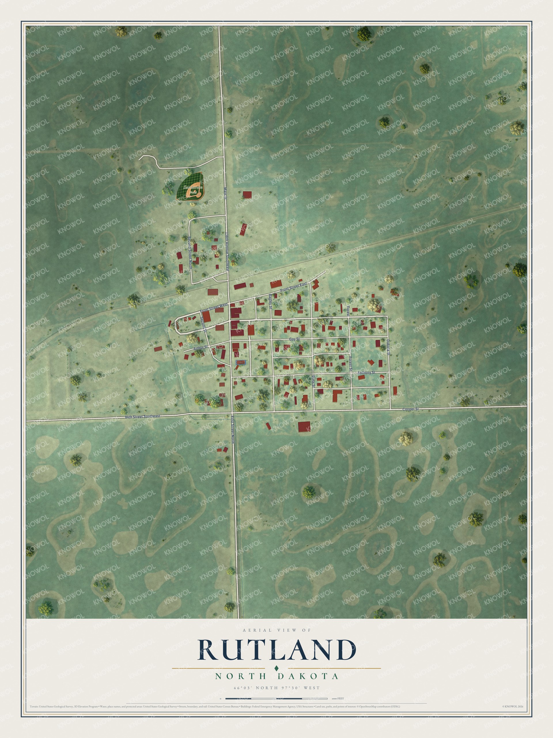 Watermarked full-map preview of Rutland, North Dakota