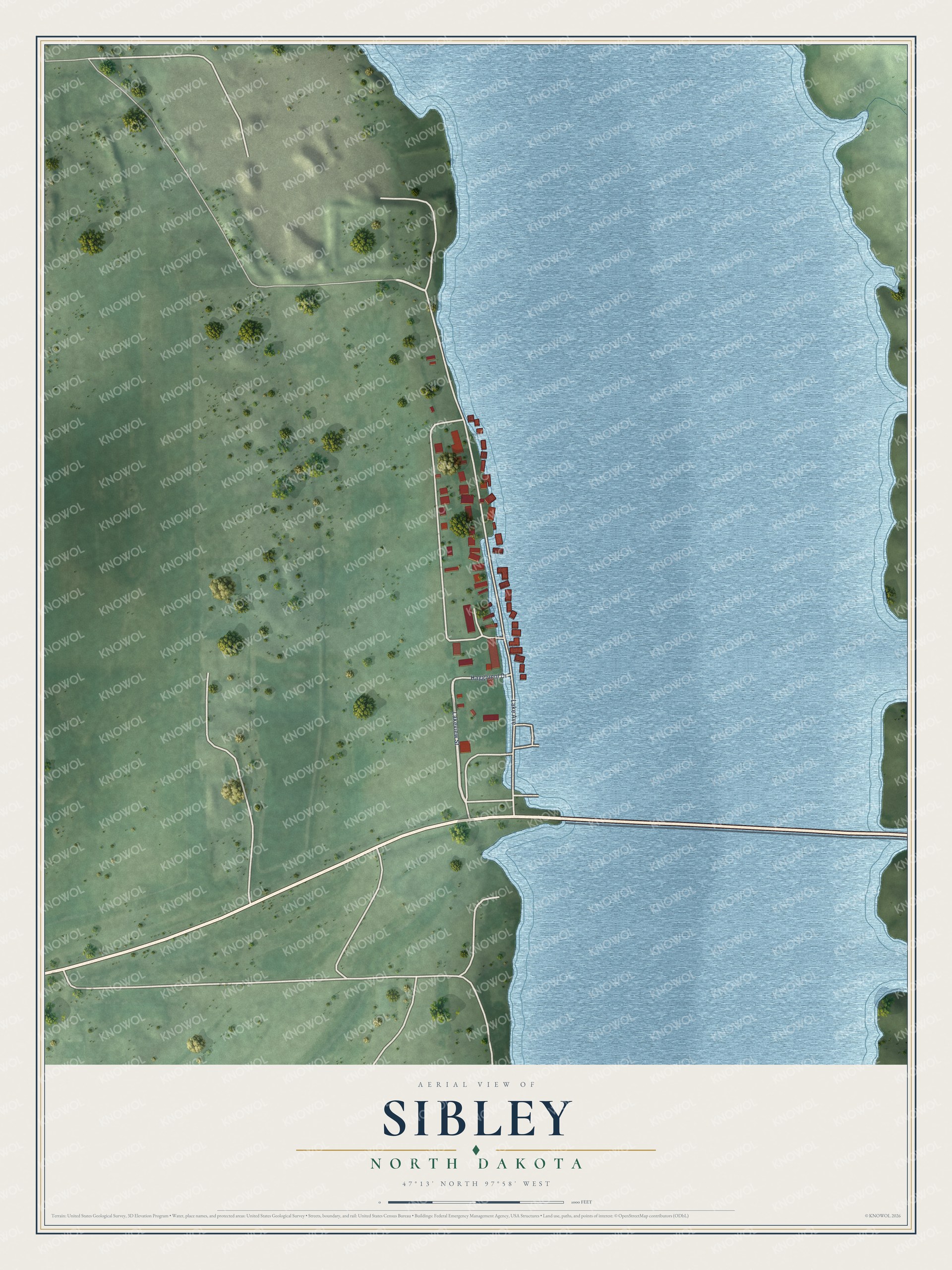 Watermarked full-map preview of Sibley, North Dakota
