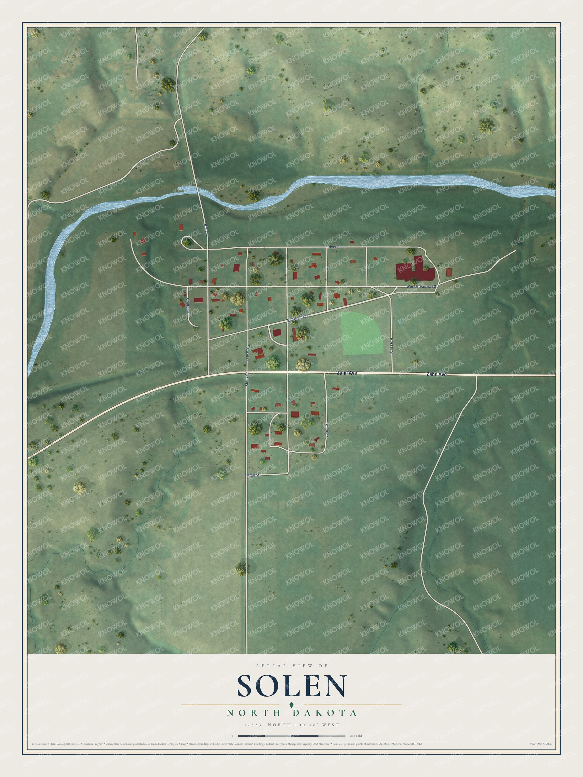 Watermarked full-map preview of Solen, North Dakota