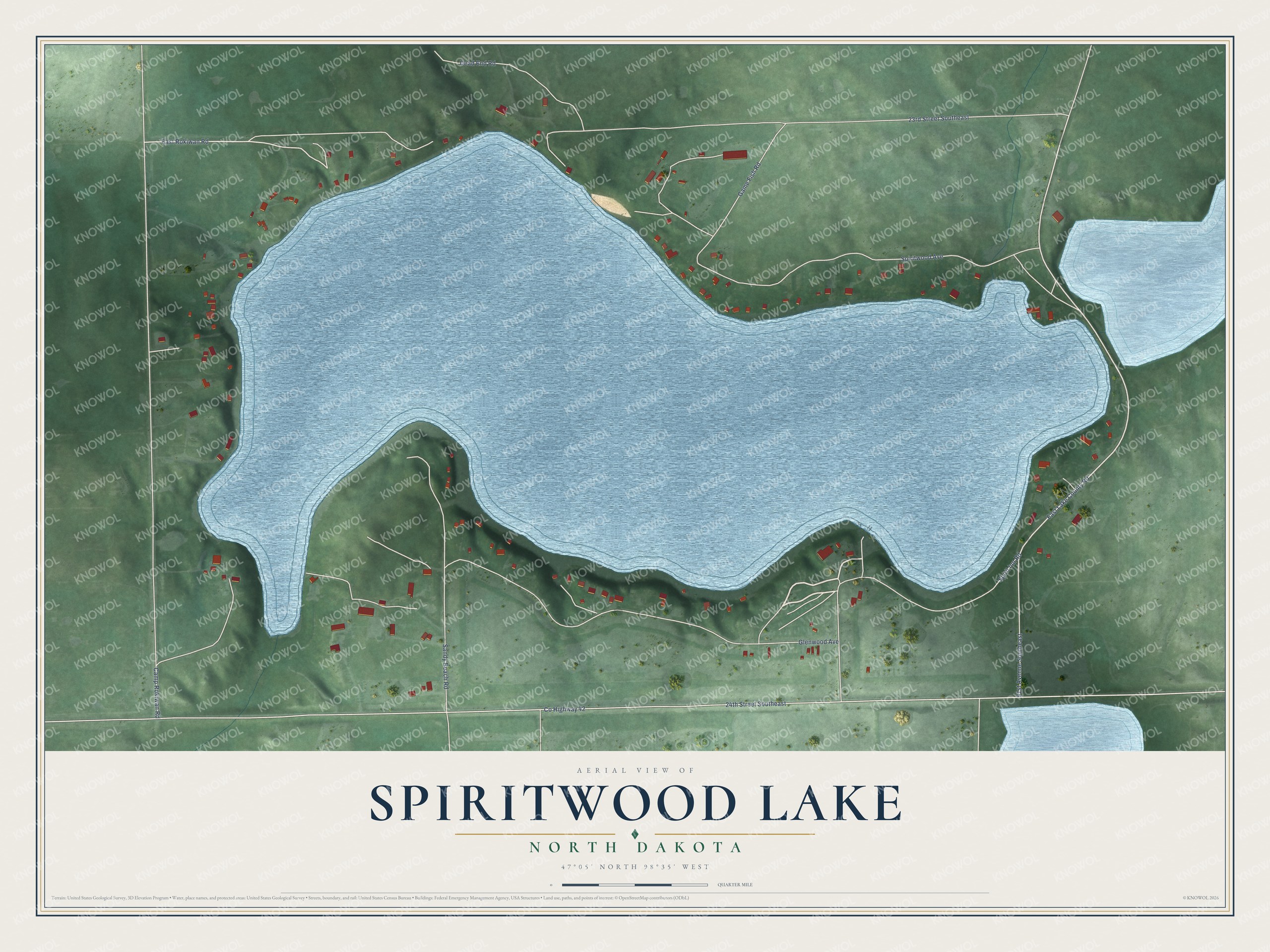 Watermarked full-map preview of Spiritwood Lake, North Dakota