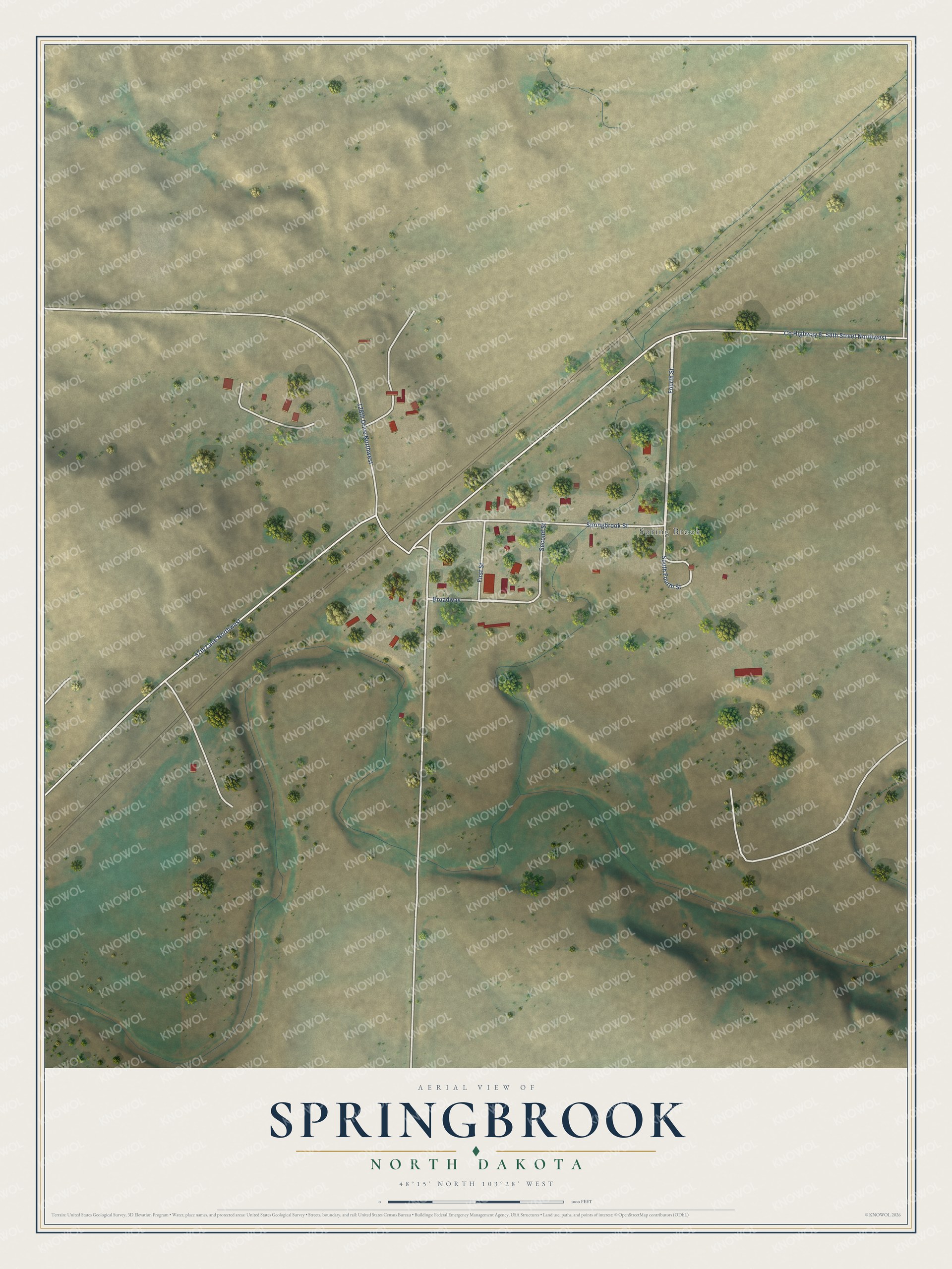 Watermarked full-map preview of Springbrook, North Dakota