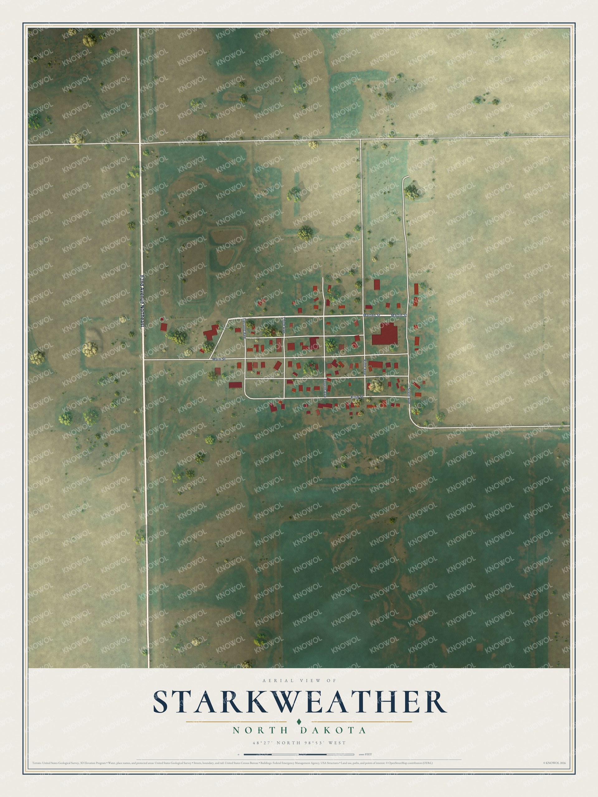 Watermarked full-map preview of Starkweather, North Dakota