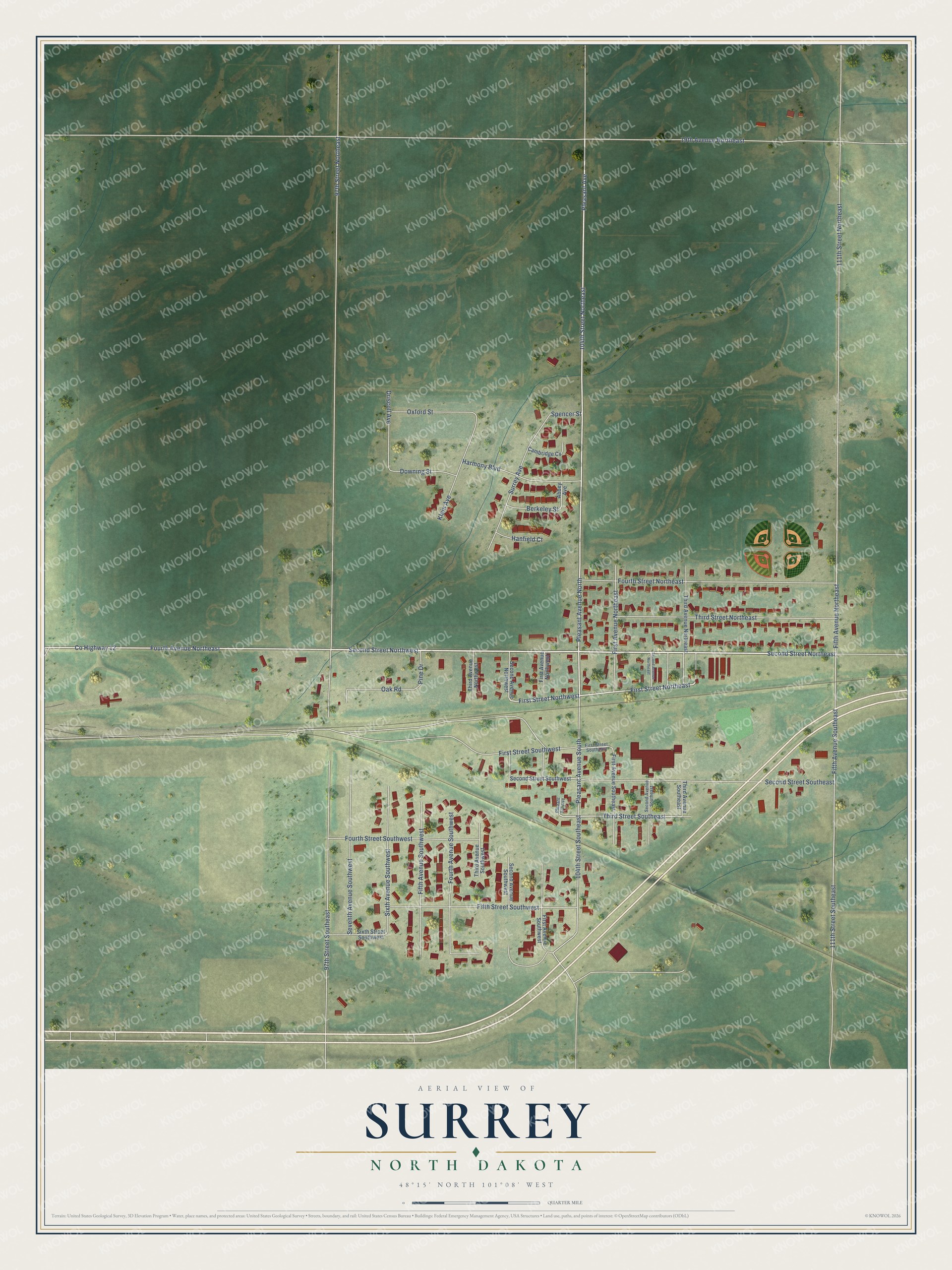 Watermarked full-map preview of Surrey, North Dakota