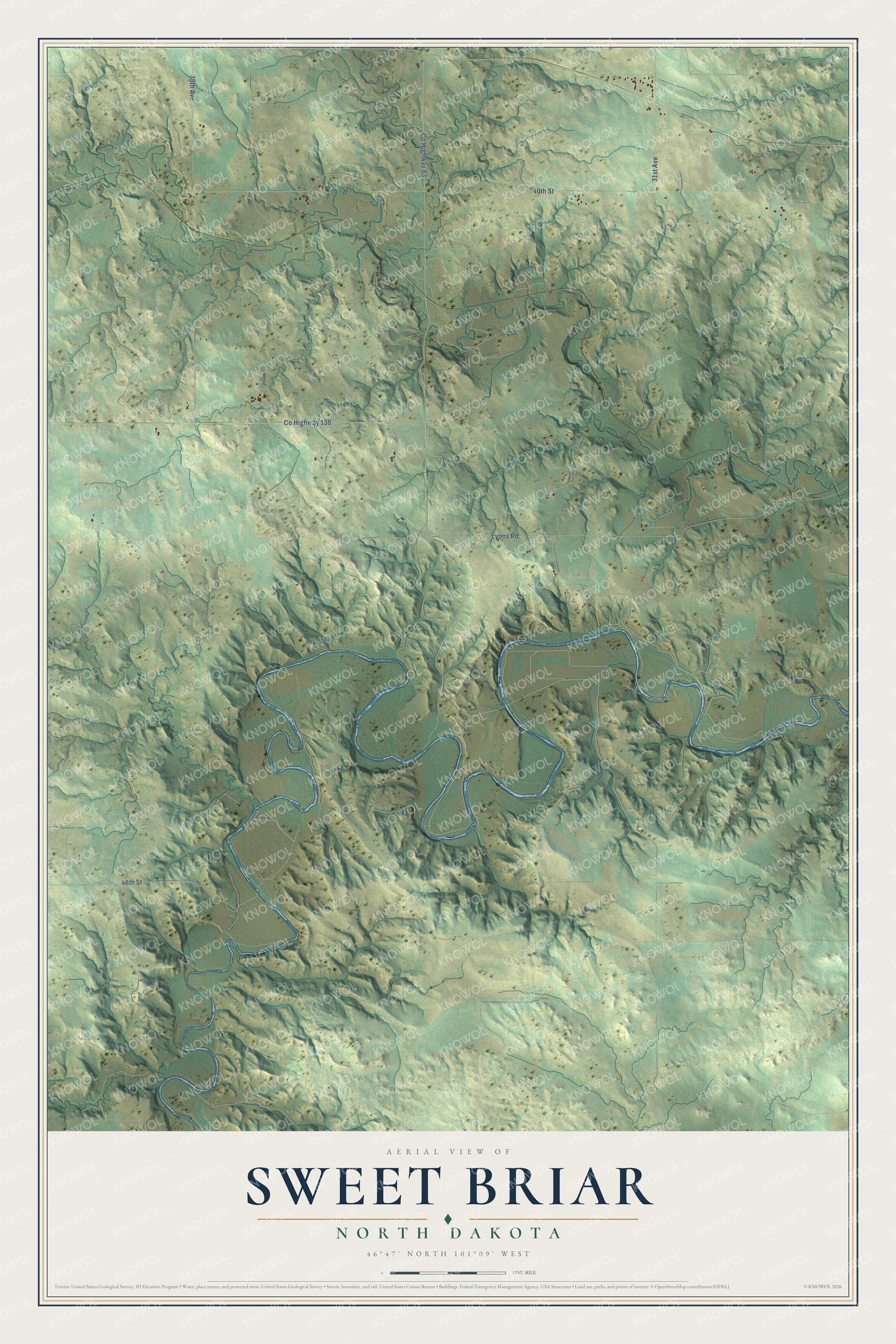 Watermarked full-map preview of Sweet Briar, North Dakota