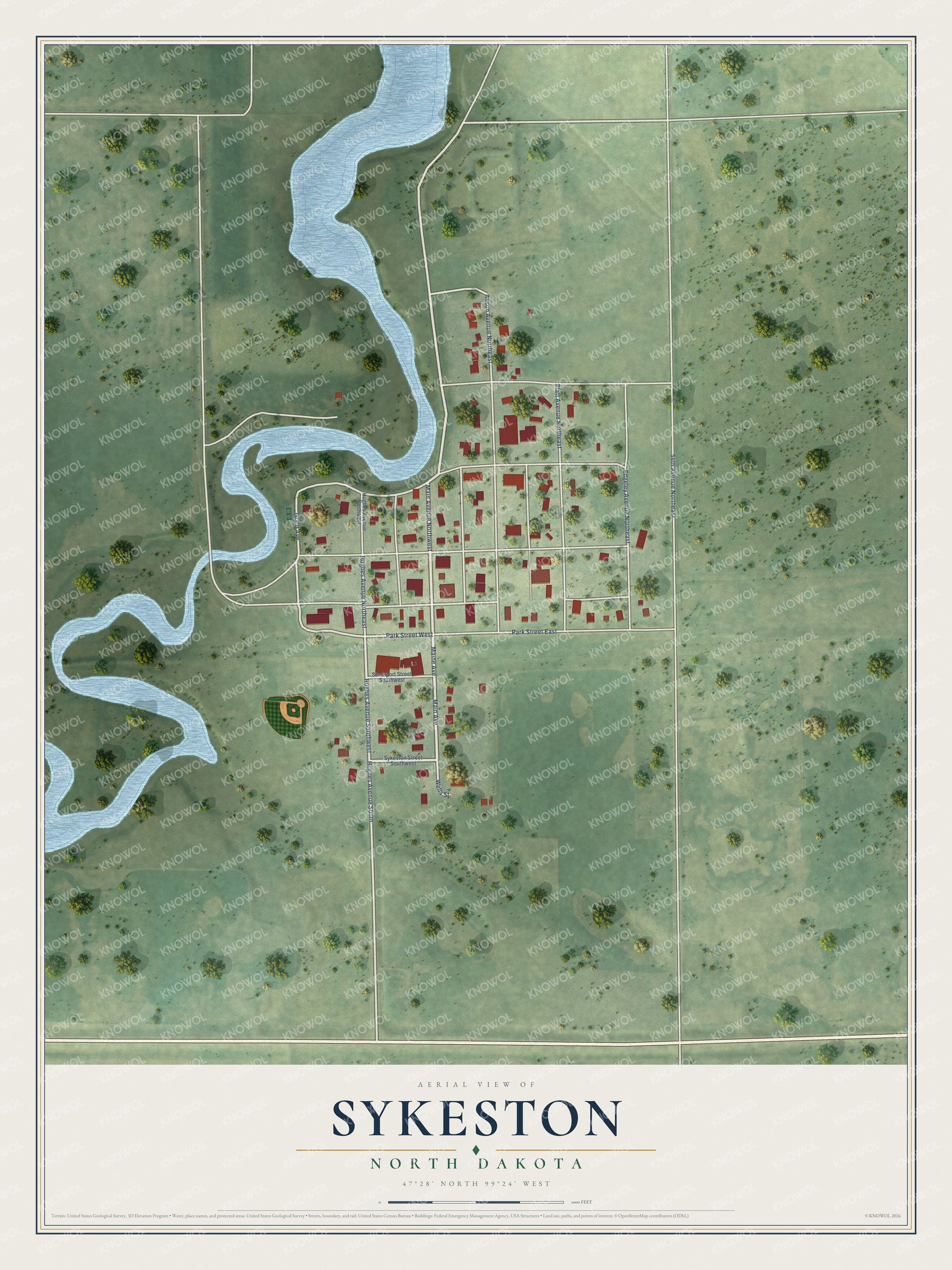 Watermarked full-map preview of Sykeston, North Dakota