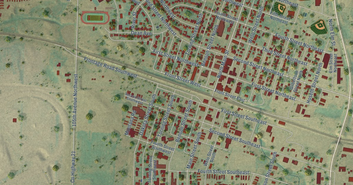 Map of Tioga, North Dakota in 2026