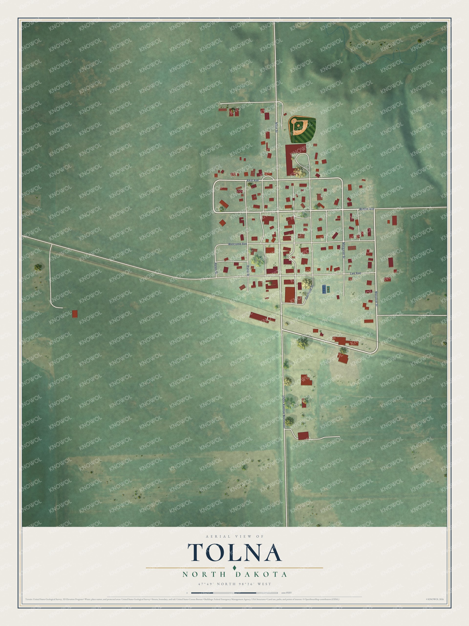 Watermarked full-map preview of Tolna, North Dakota