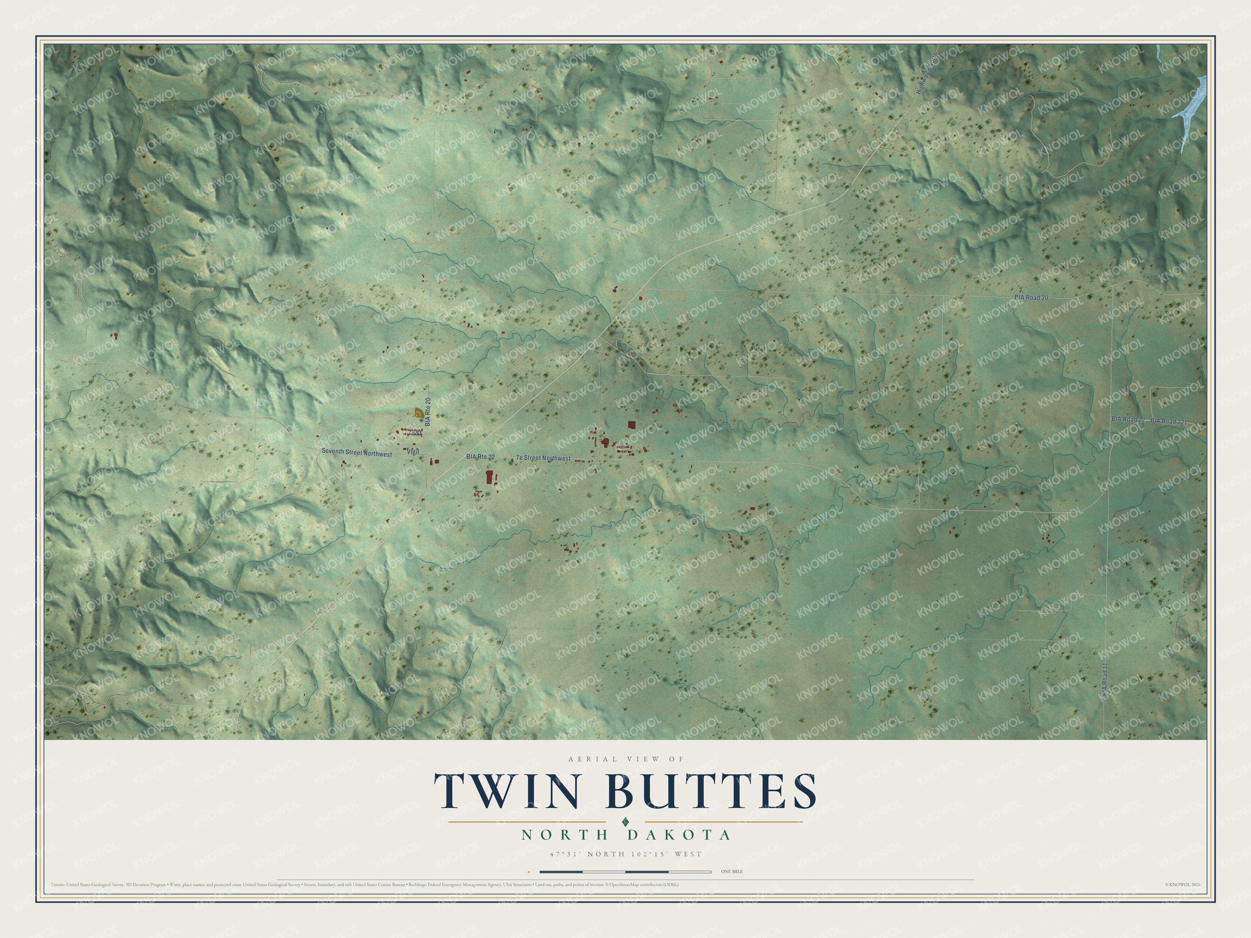 Watermarked full-map preview of Twin Buttes, North Dakota