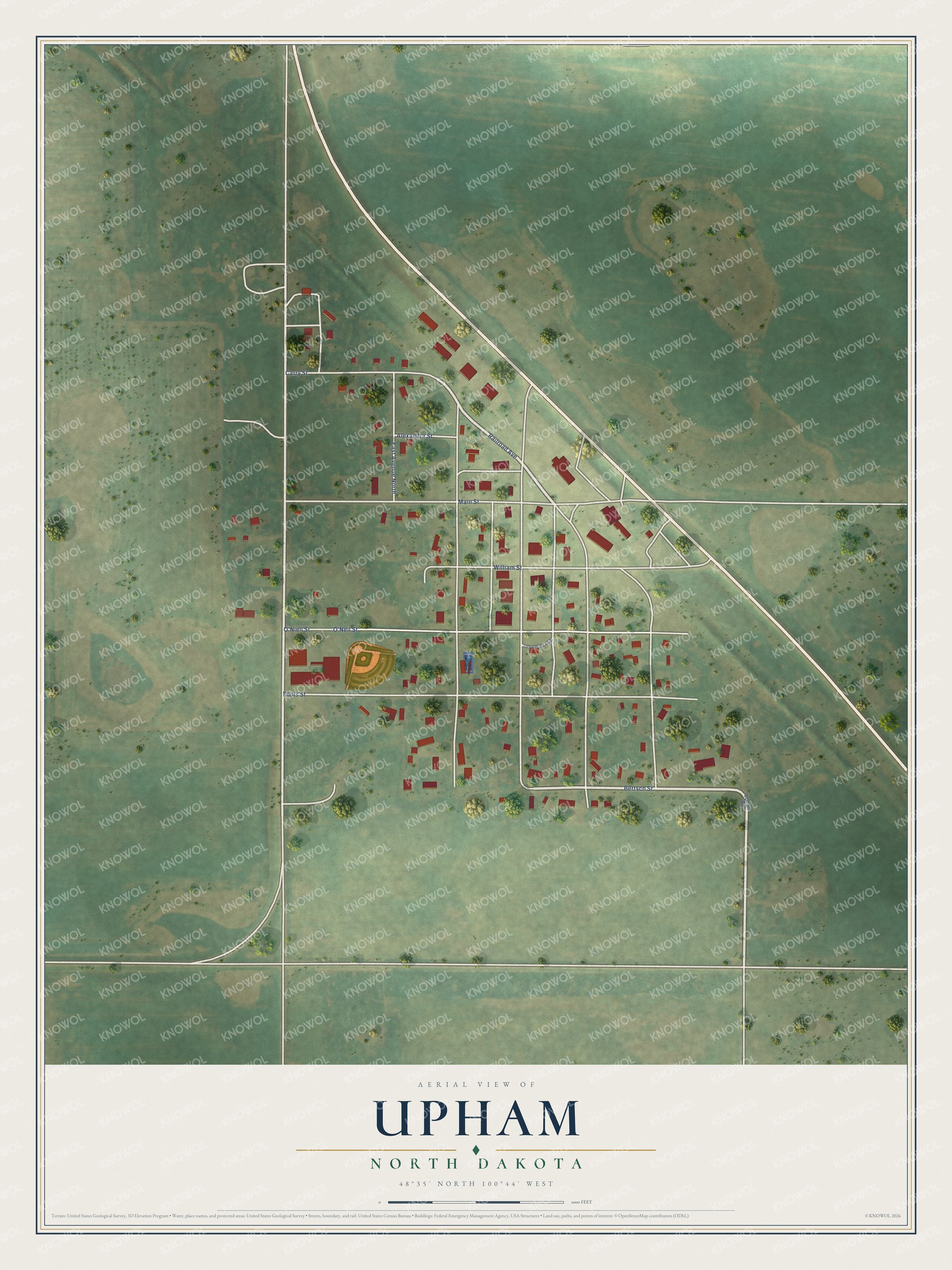 Watermarked full-map preview of Upham, North Dakota
