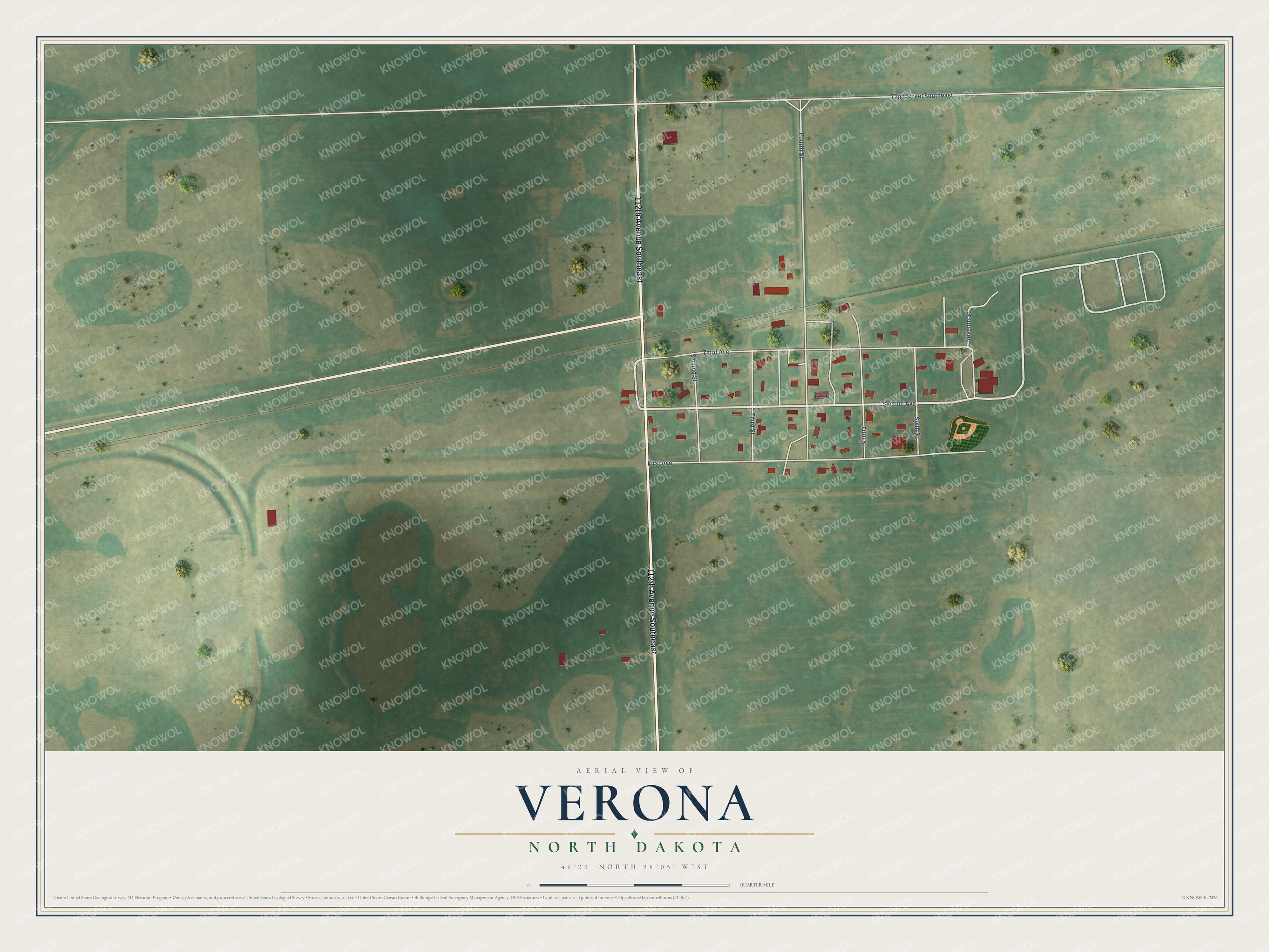 Watermarked full-map preview of Verona, North Dakota