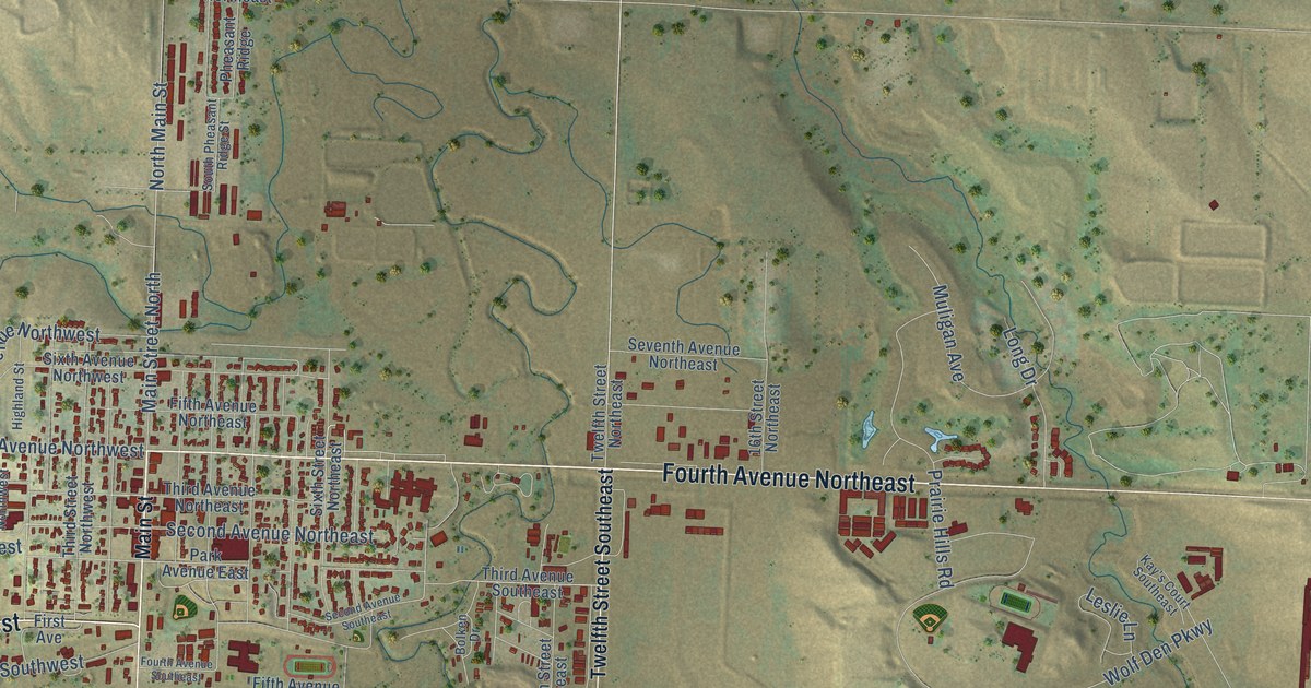 Map of Watford City, North Dakota in 2026