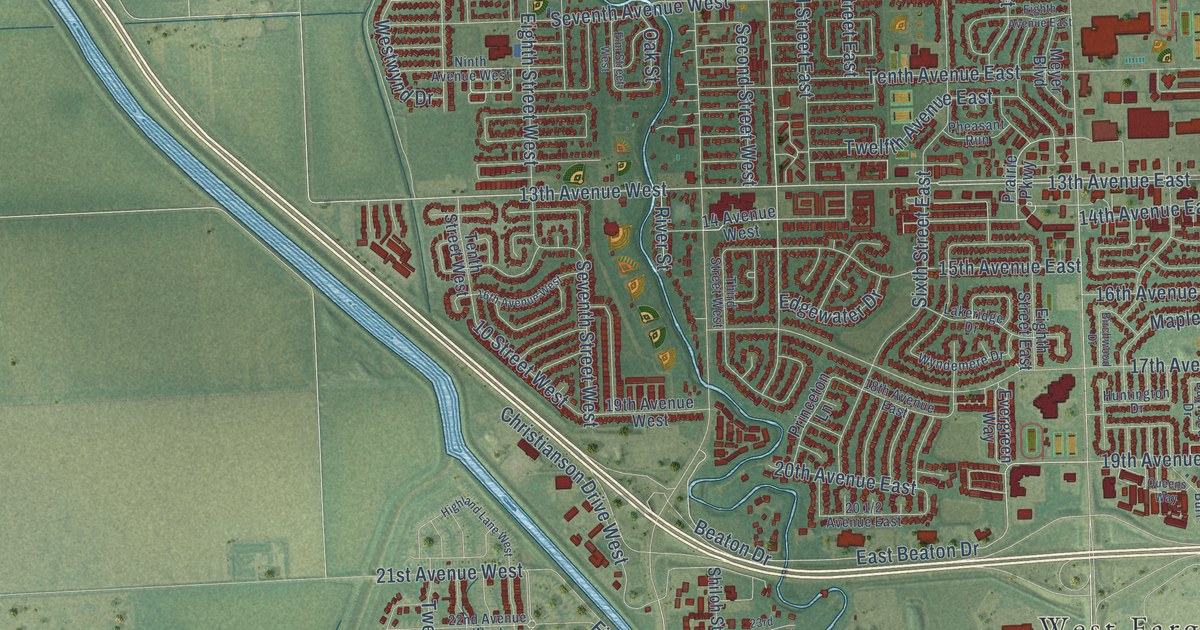 Map of West Fargo, North Dakota in 2026