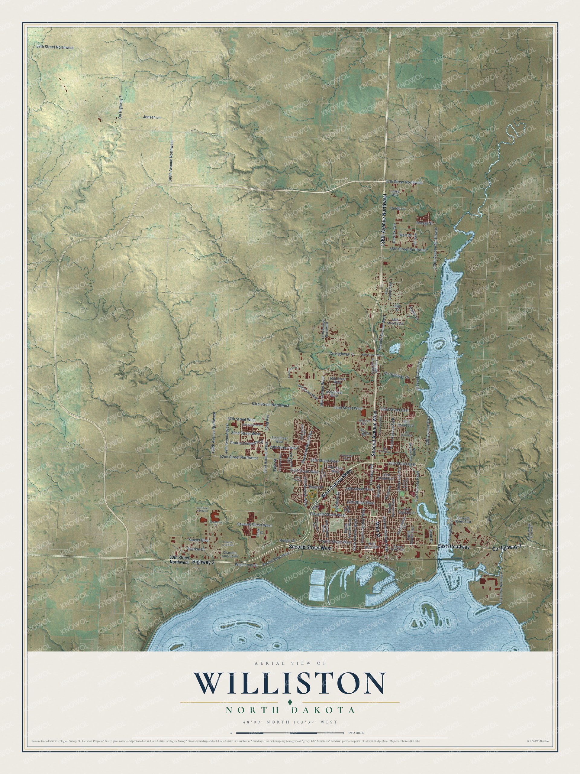 Watermarked full-map preview of Williston, North Dakota
