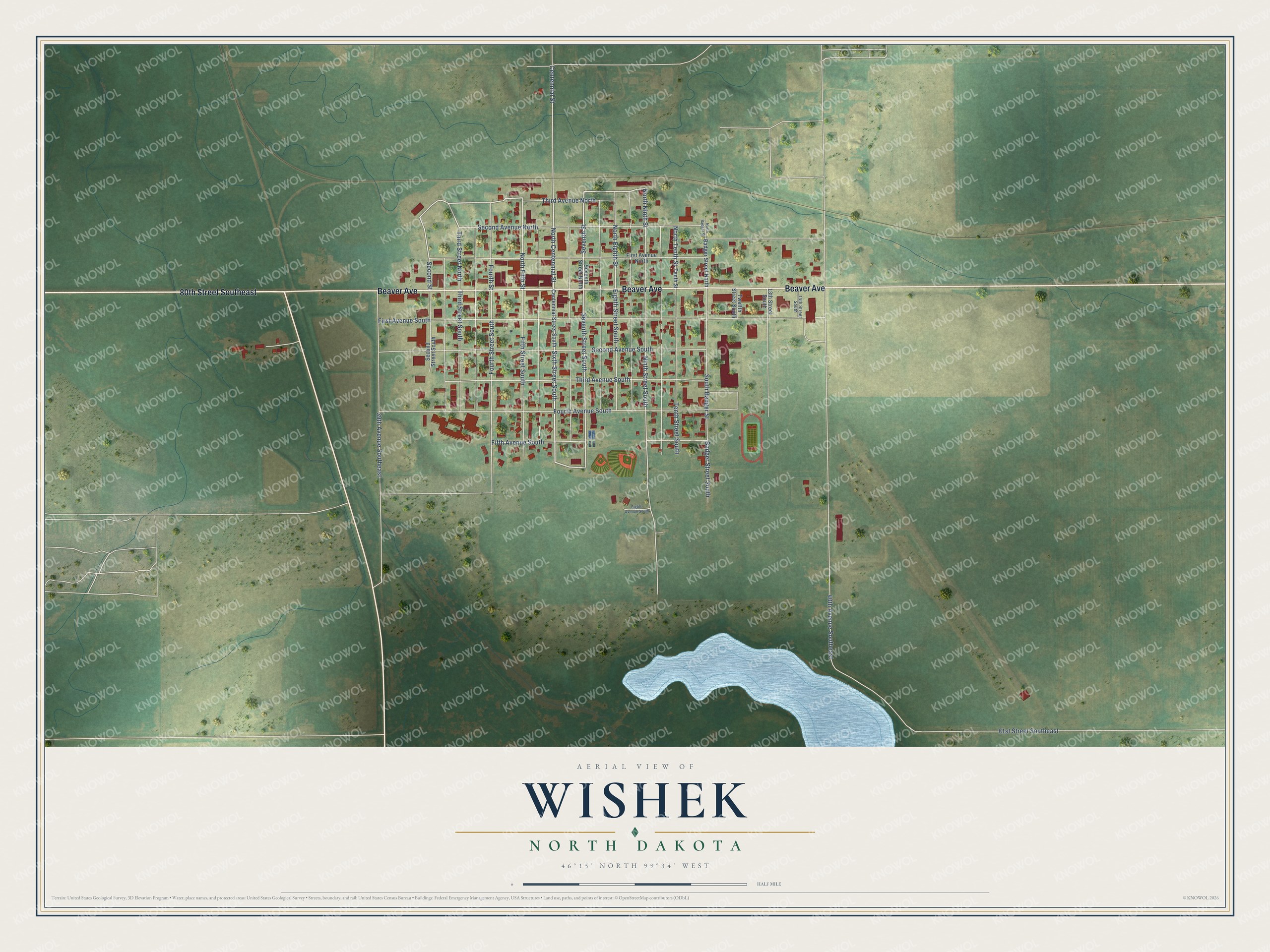 Watermarked full-map preview of Wishek, North Dakota