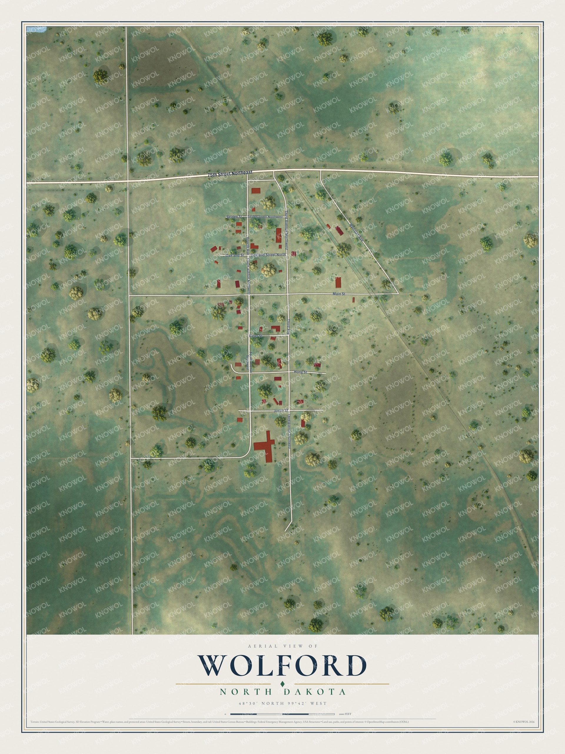 Watermarked full-map preview of Wolford, North Dakota