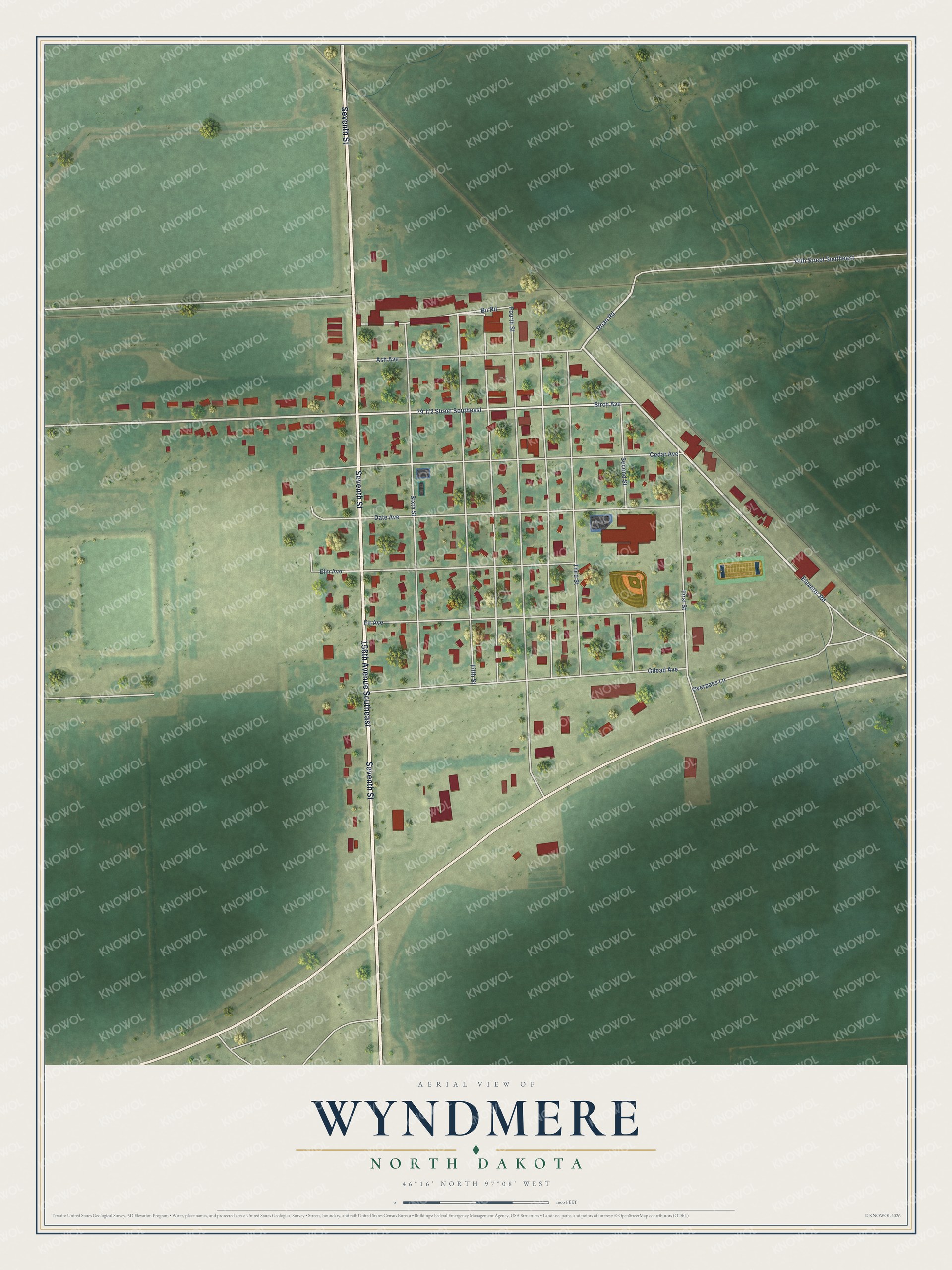 Watermarked full-map preview of Wyndmere, North Dakota
