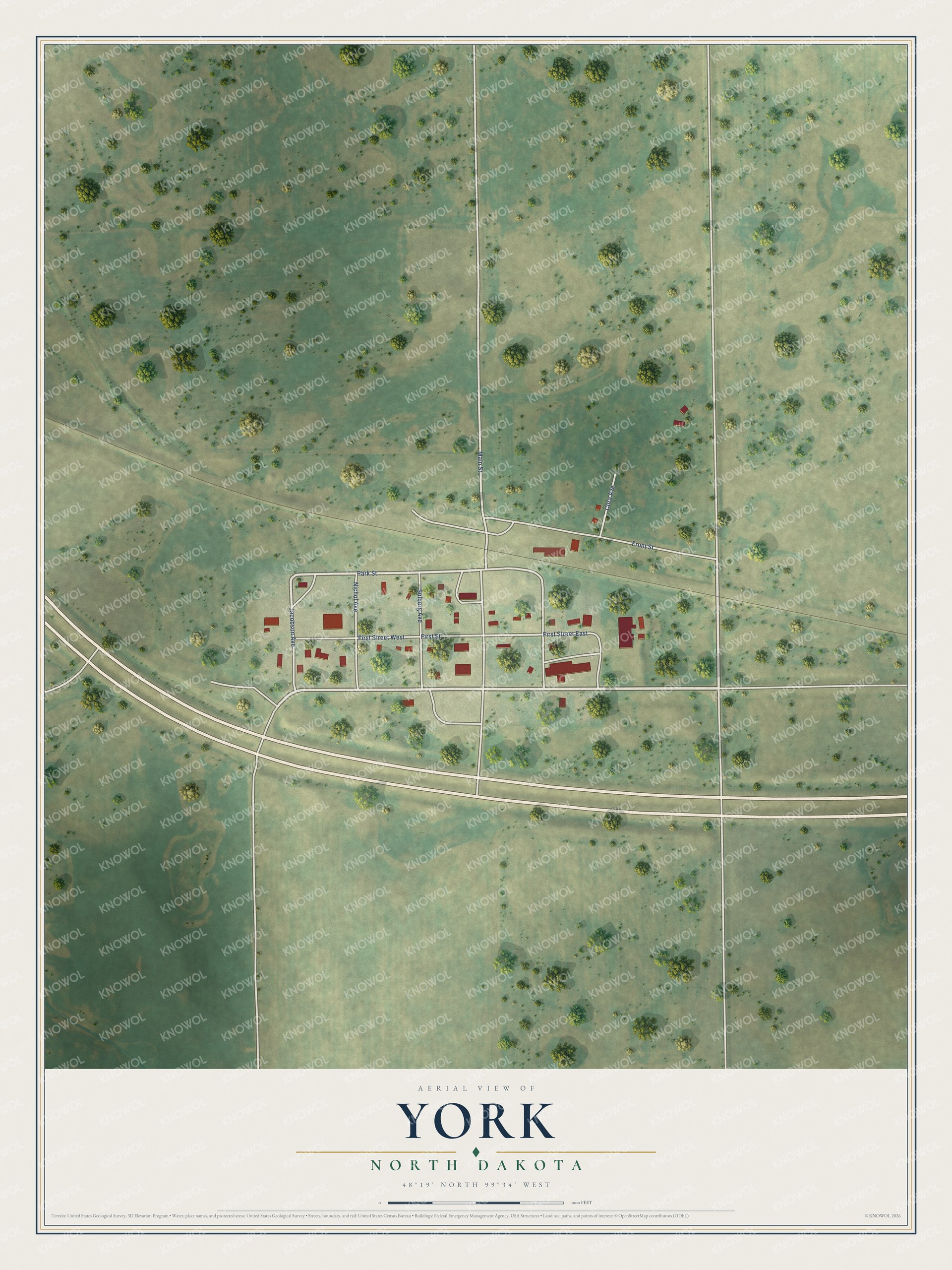 Watermarked full-map preview of York, North Dakota