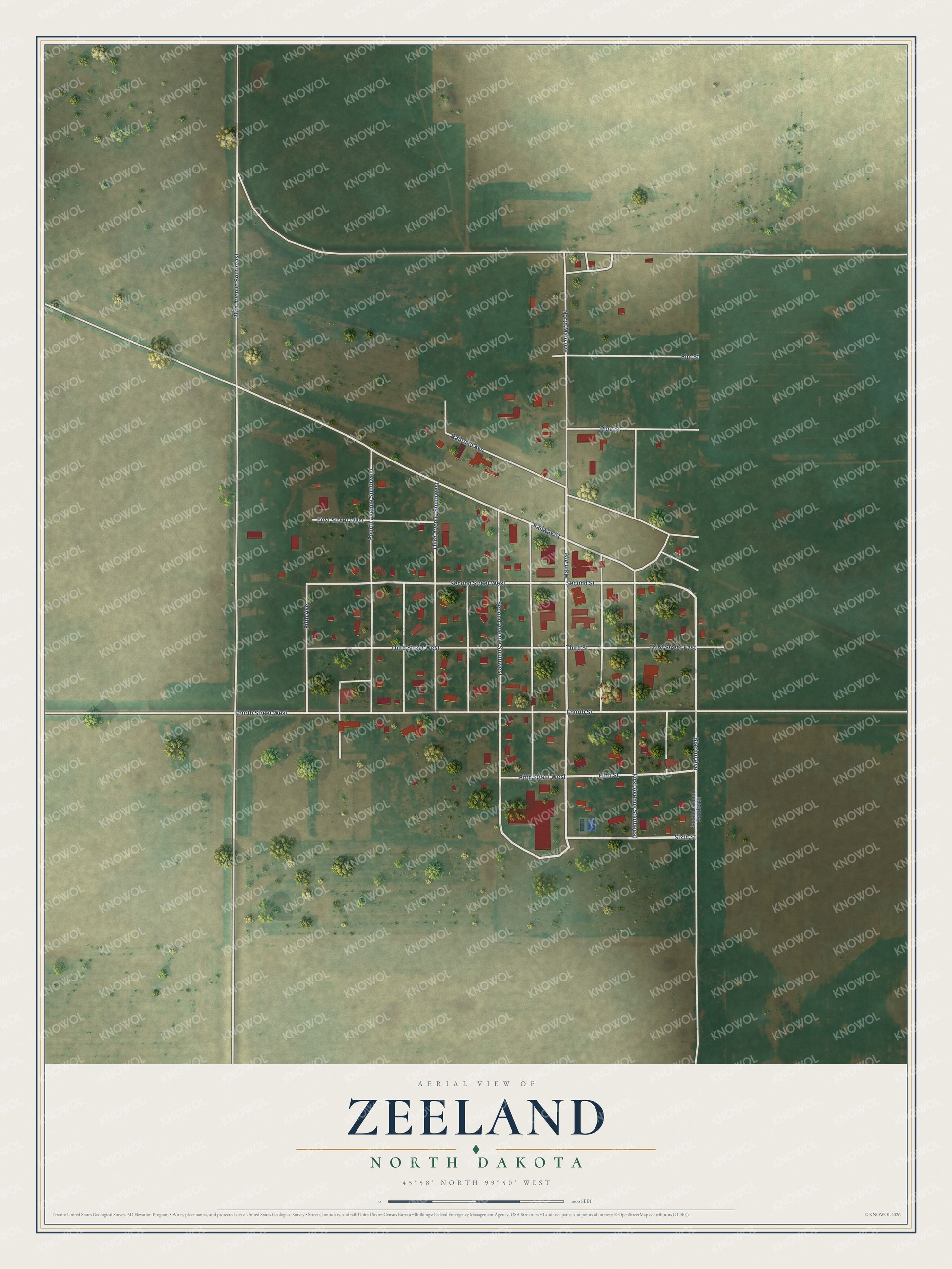 Watermarked full-map preview of Zeeland, North Dakota