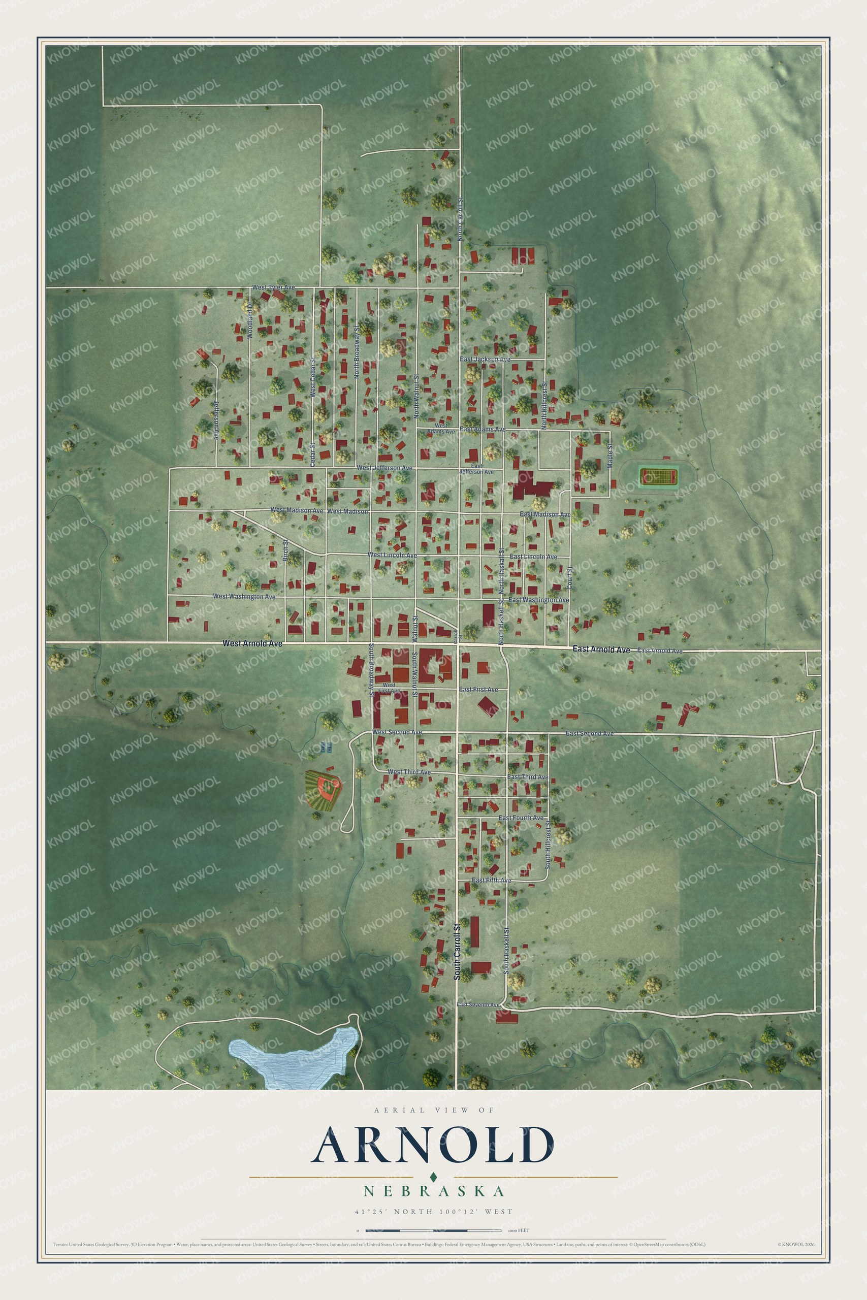 Watermarked full-map preview of Arnold, Nebraska